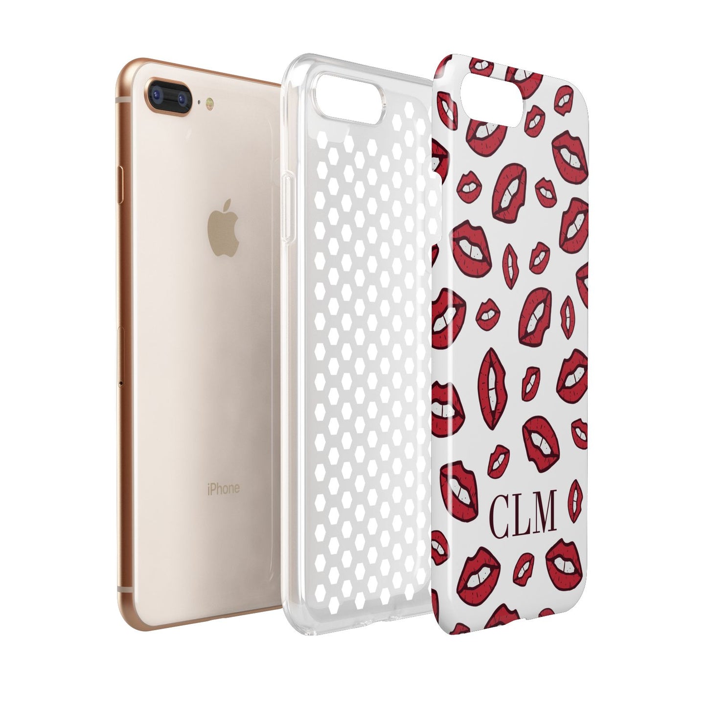 Personalised Lips Initials Apple iPhone 7 8 Plus 3D Tough Case Expanded View