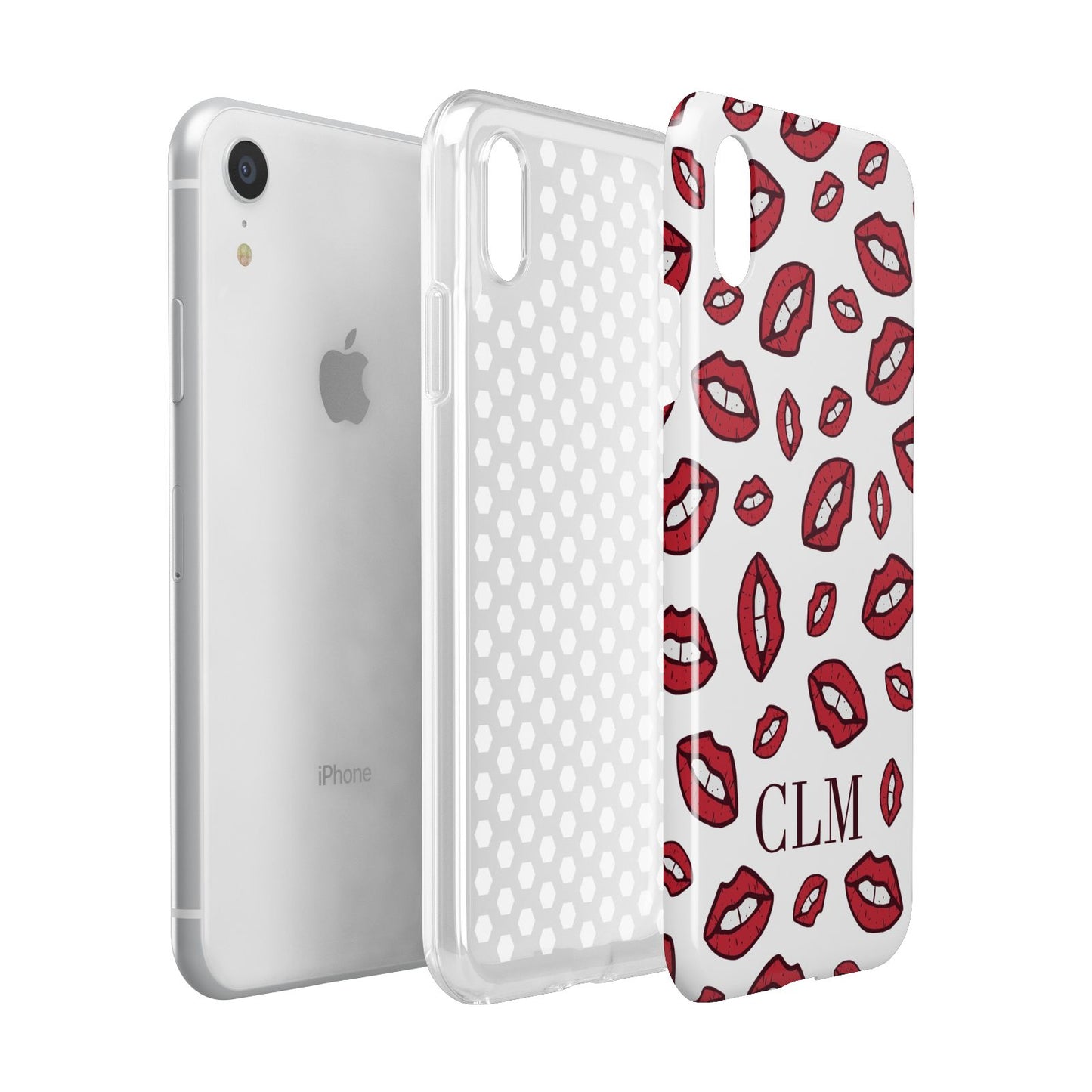 Personalised Lips Initials Apple iPhone XR White 3D Tough Case Expanded view