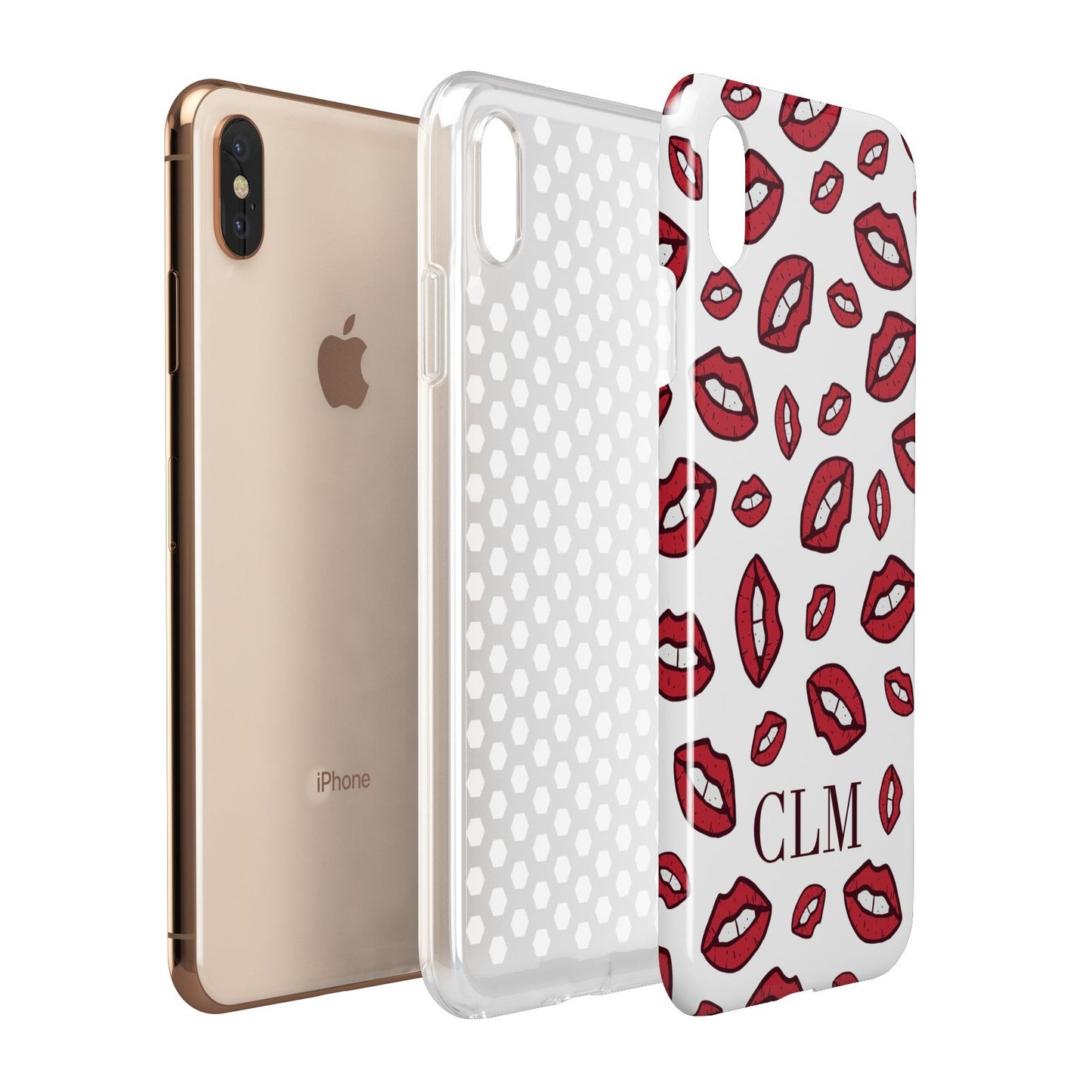 Personalised Lips Initials Apple iPhone Xs Max 3D Tough Case Expanded View
