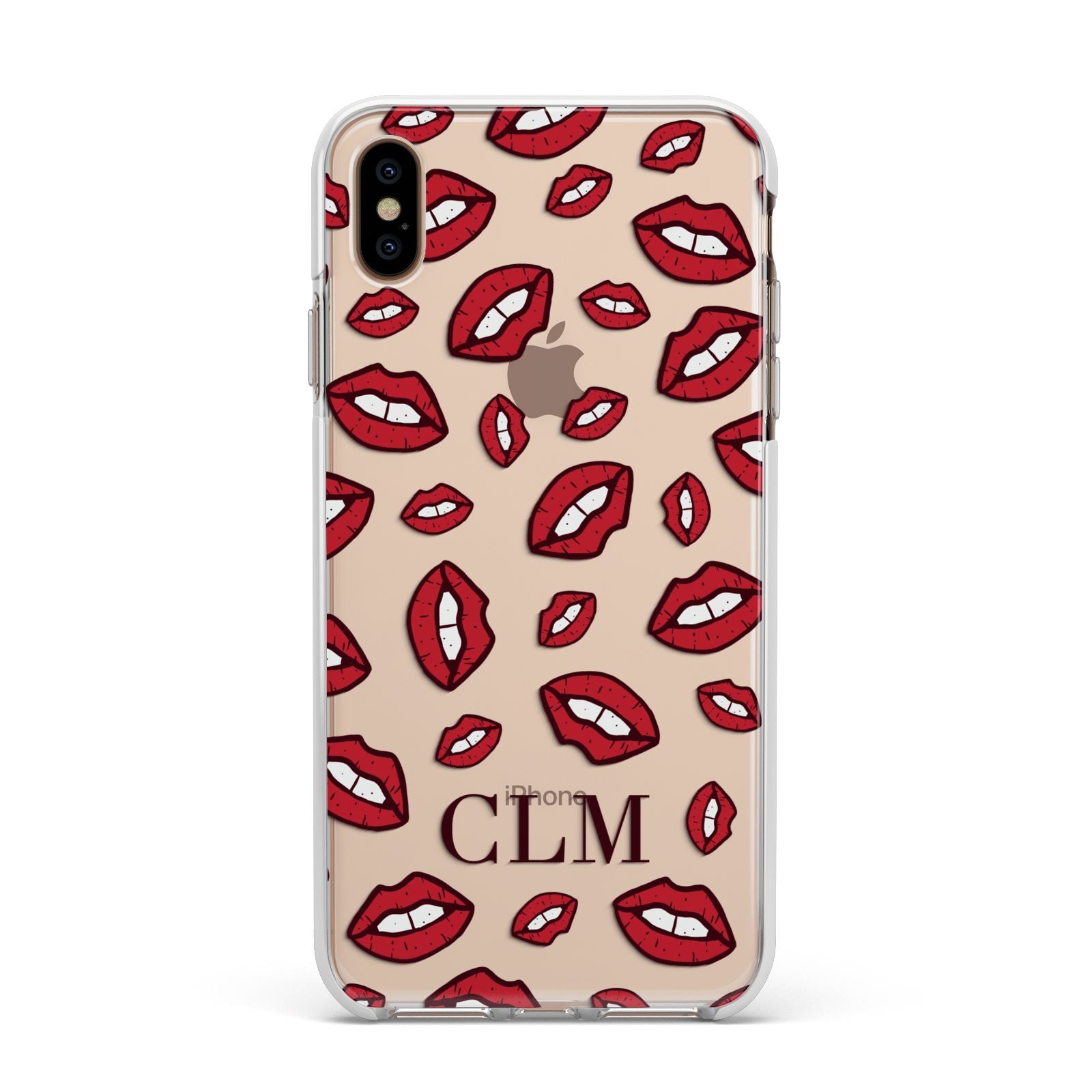 Personalised Lips Initials Apple iPhone Xs Max Impact Case White Edge on Gold Phone