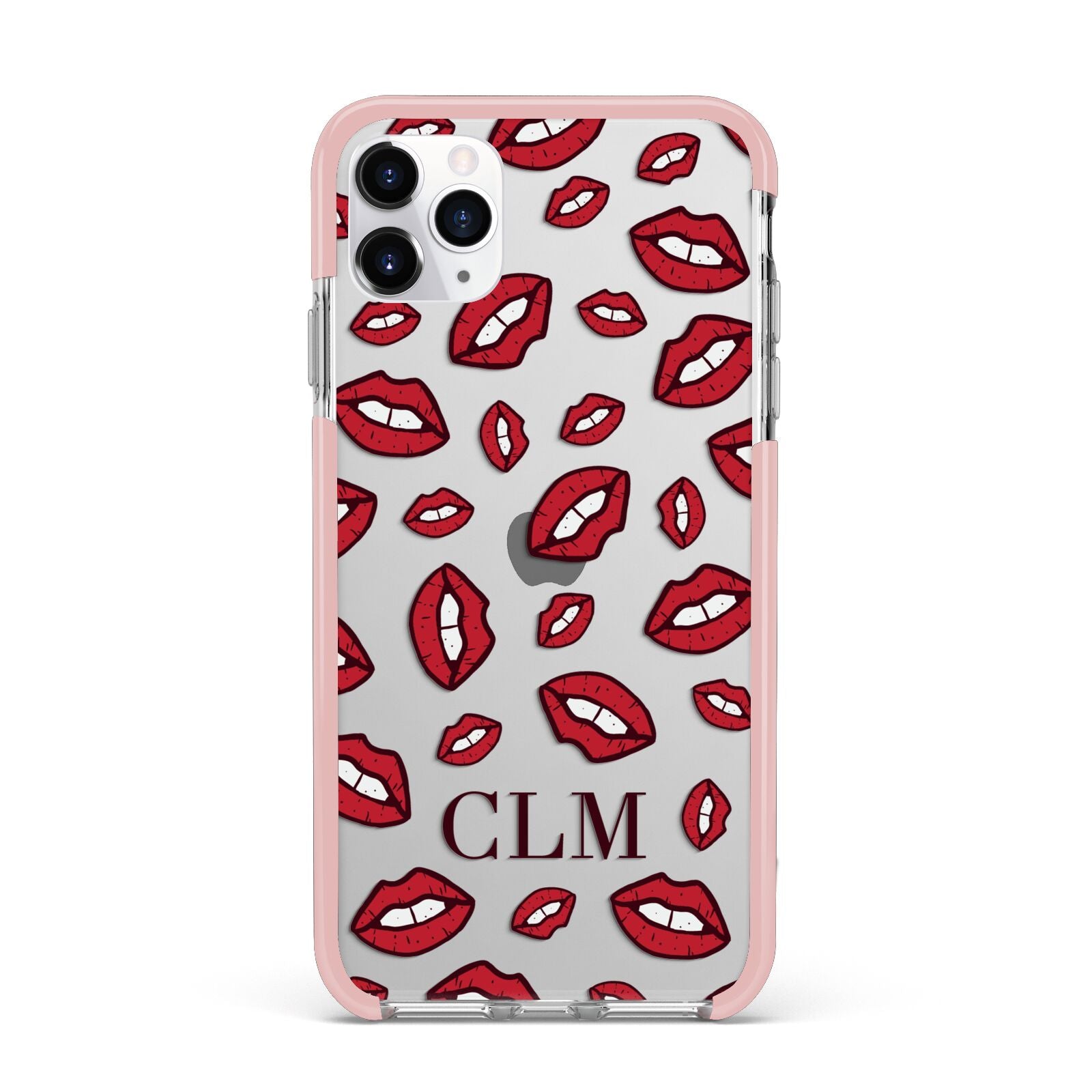 Personalised Lips Initials iPhone 11 Pro Max Impact Pink Edge Case