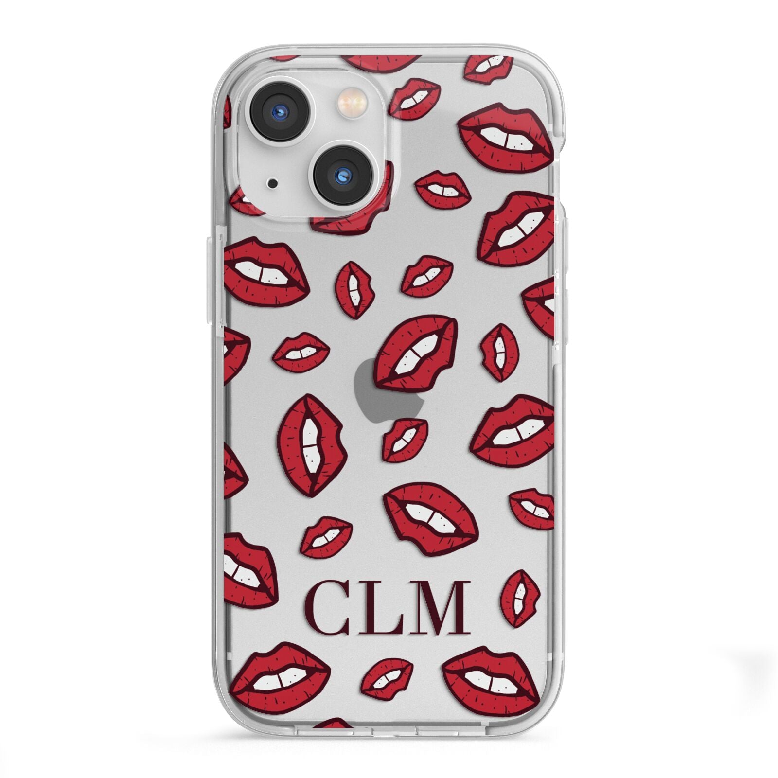 Personalised Lips Initials iPhone 13 Mini TPU Impact Case with White Edges