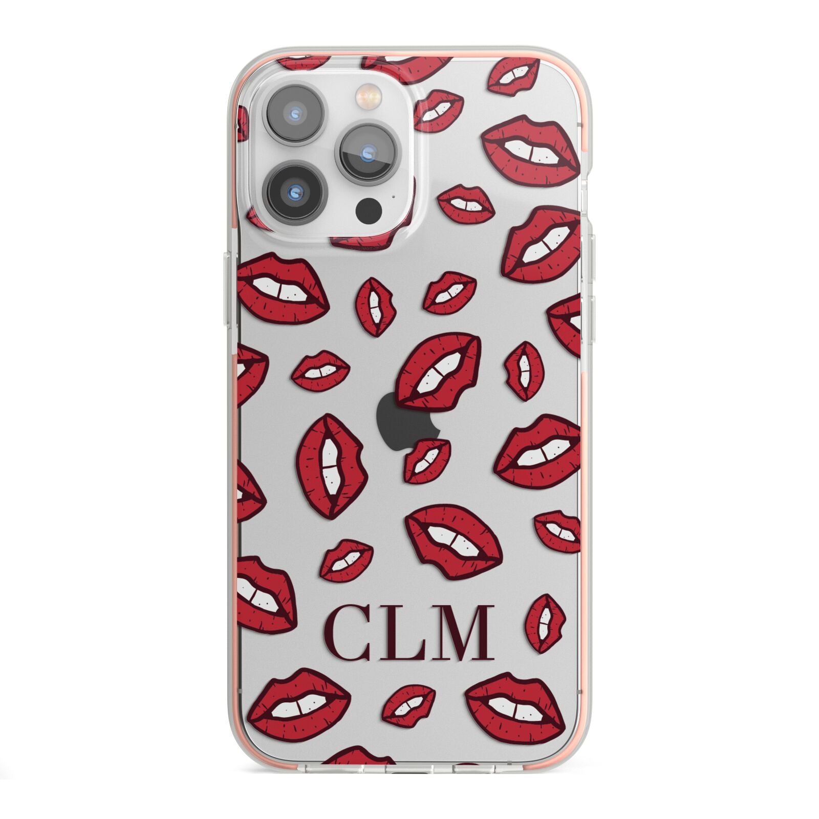 Personalised Lips Initials iPhone 13 Pro Max TPU Impact Case with Pink Edges