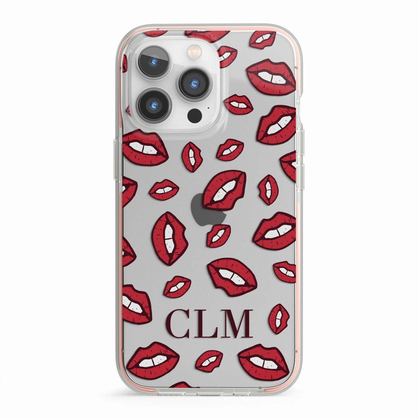 Personalised Lips Initials iPhone 13 Pro TPU Impact Case with Pink Edges