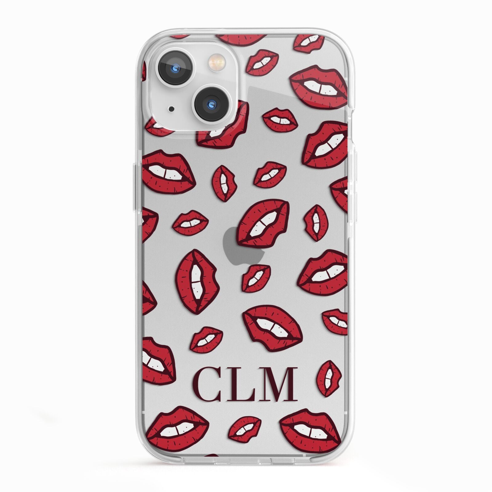 Personalised Lips Initials iPhone 13 TPU Impact Case with White Edges
