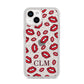 Personalised Lips Initials iPhone 14 Glitter Tough Case Starlight