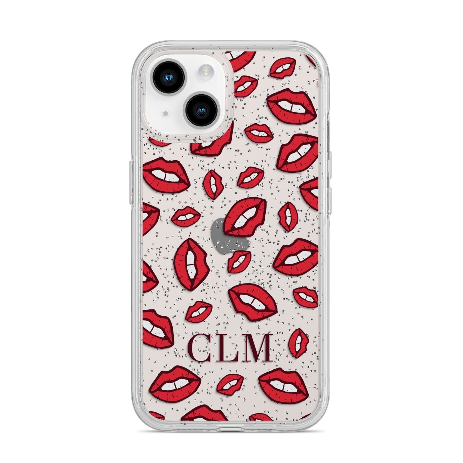 Personalised Lips Initials iPhone 14 Glitter Tough Case Starlight