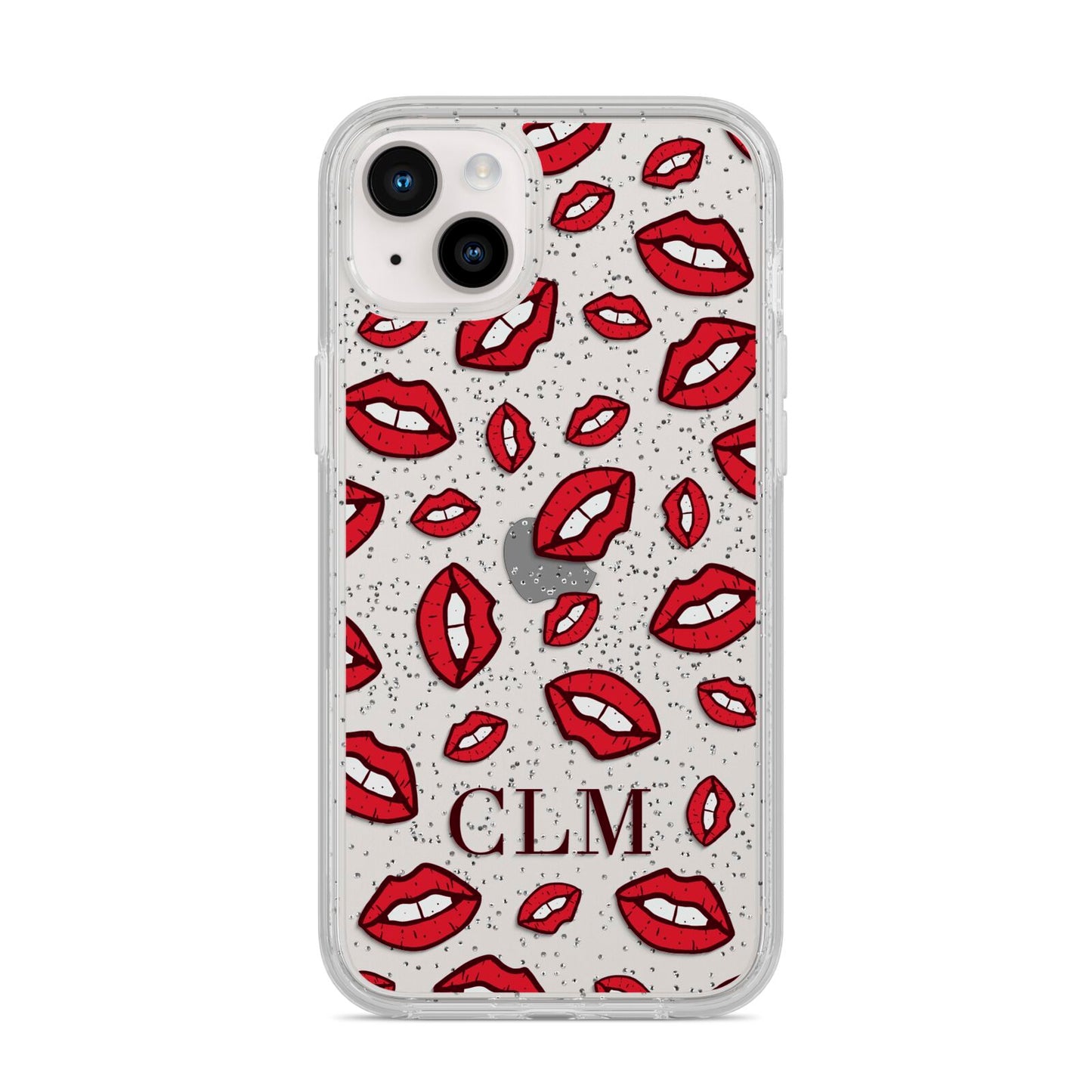 Personalised Lips Initials iPhone 14 Plus Glitter Tough Case Starlight