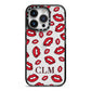 Personalised Lips Initials iPhone 14 Pro Black Impact Case on Silver phone