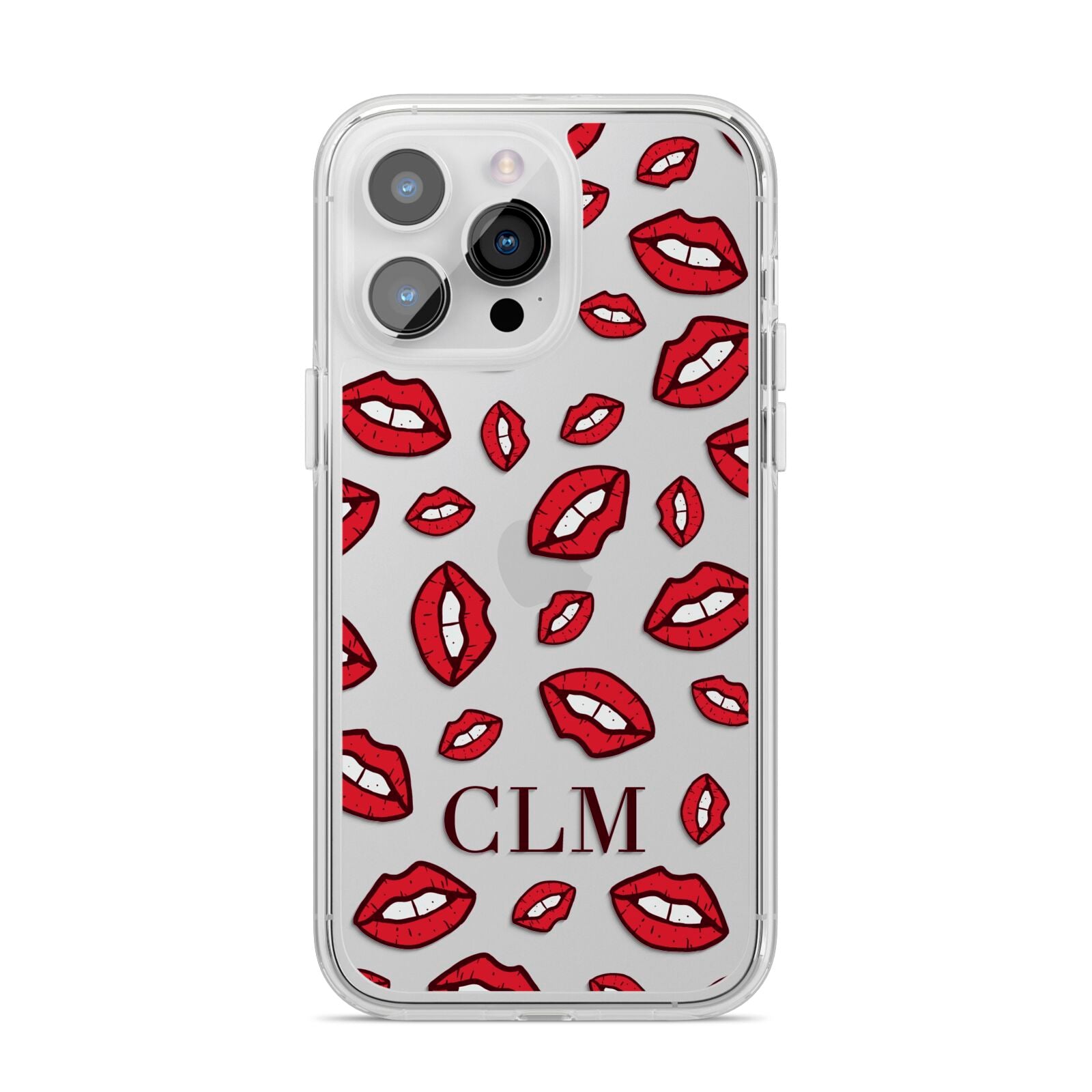 Personalised Lips Initials iPhone 14 Pro Max Clear Tough Case Silver