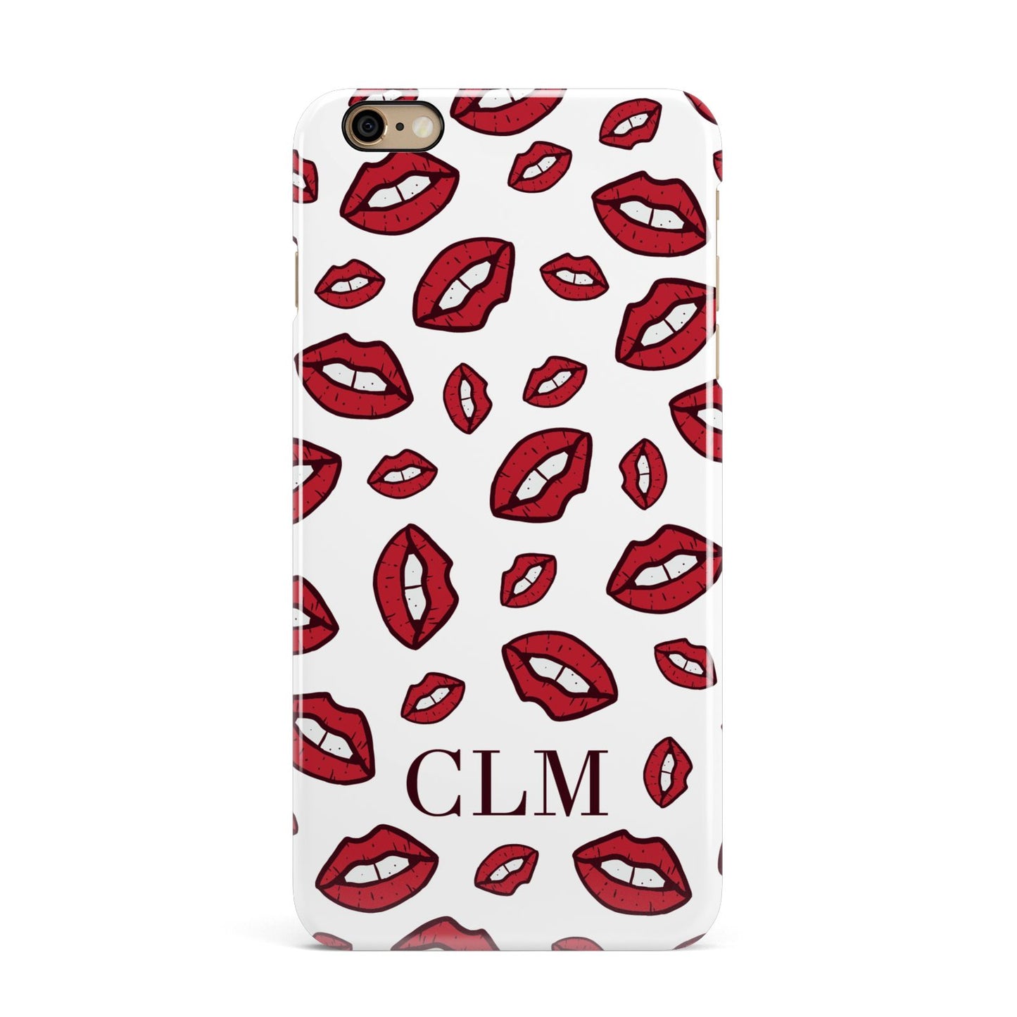 Personalised Lips Initials iPhone 6 Plus 3D Snap Case on Gold Phone