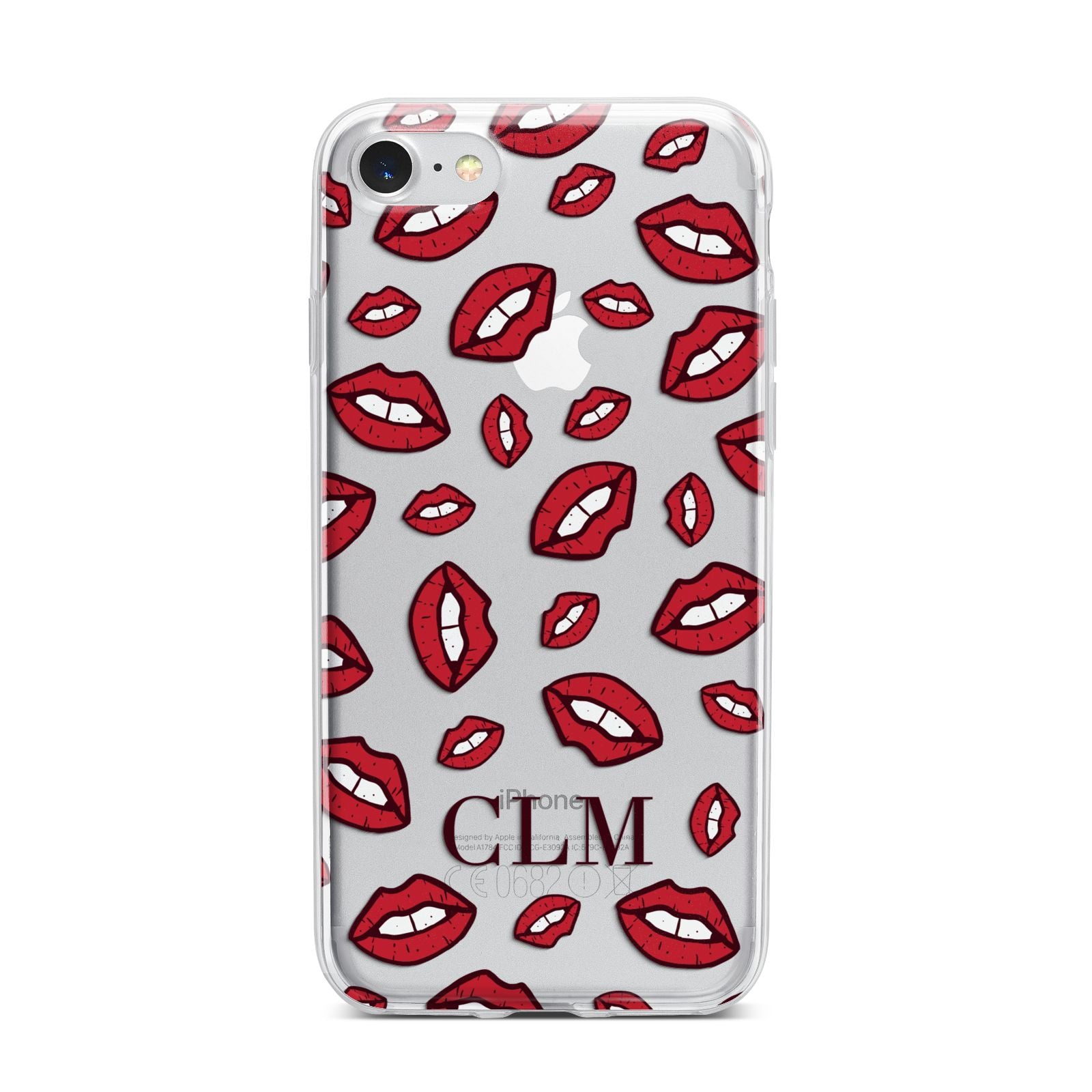 Personalised Lips Initials iPhone 7 Bumper Case on Silver iPhone
