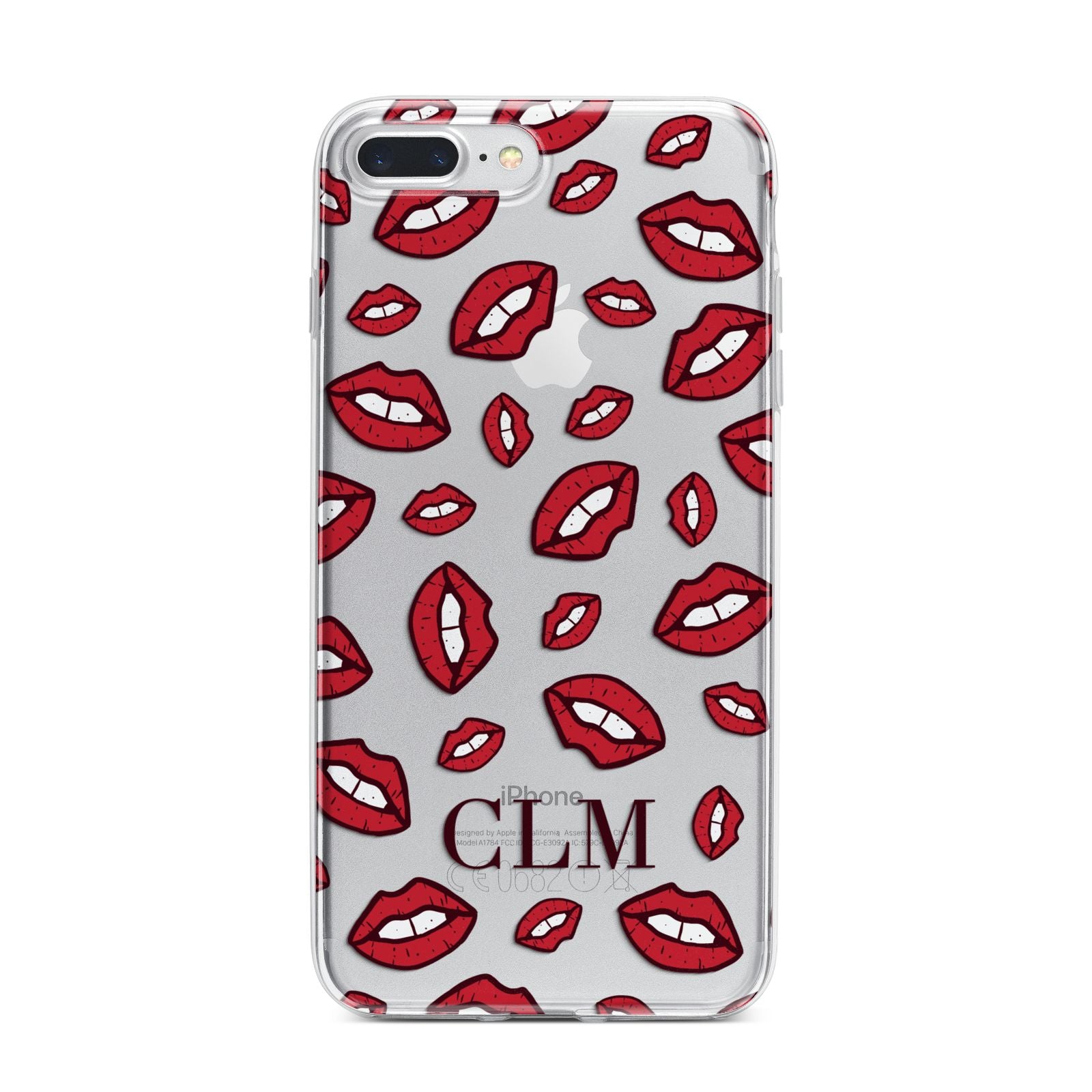 Personalised Lips Initials iPhone 7 Plus Bumper Case on Silver iPhone