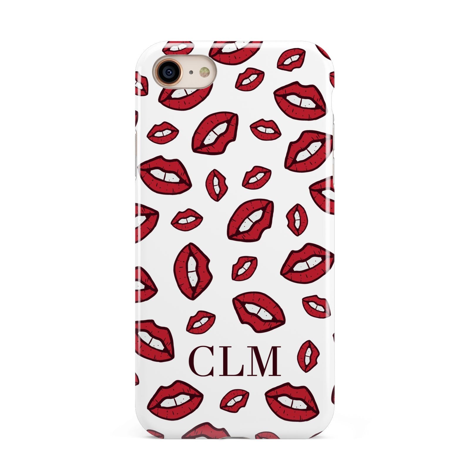 Personalised Lips Initials iPhone 8 3D Tough Case on Gold Phone