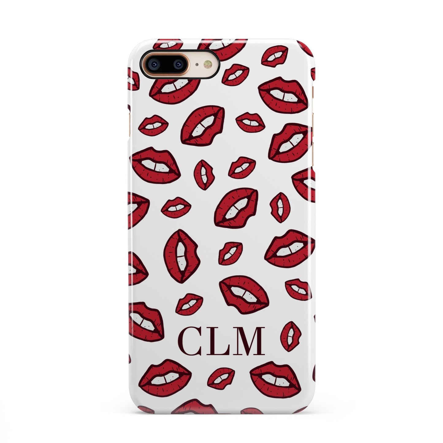 Personalised Lips Initials iPhone 8 Plus 3D Snap Case on Gold Phone