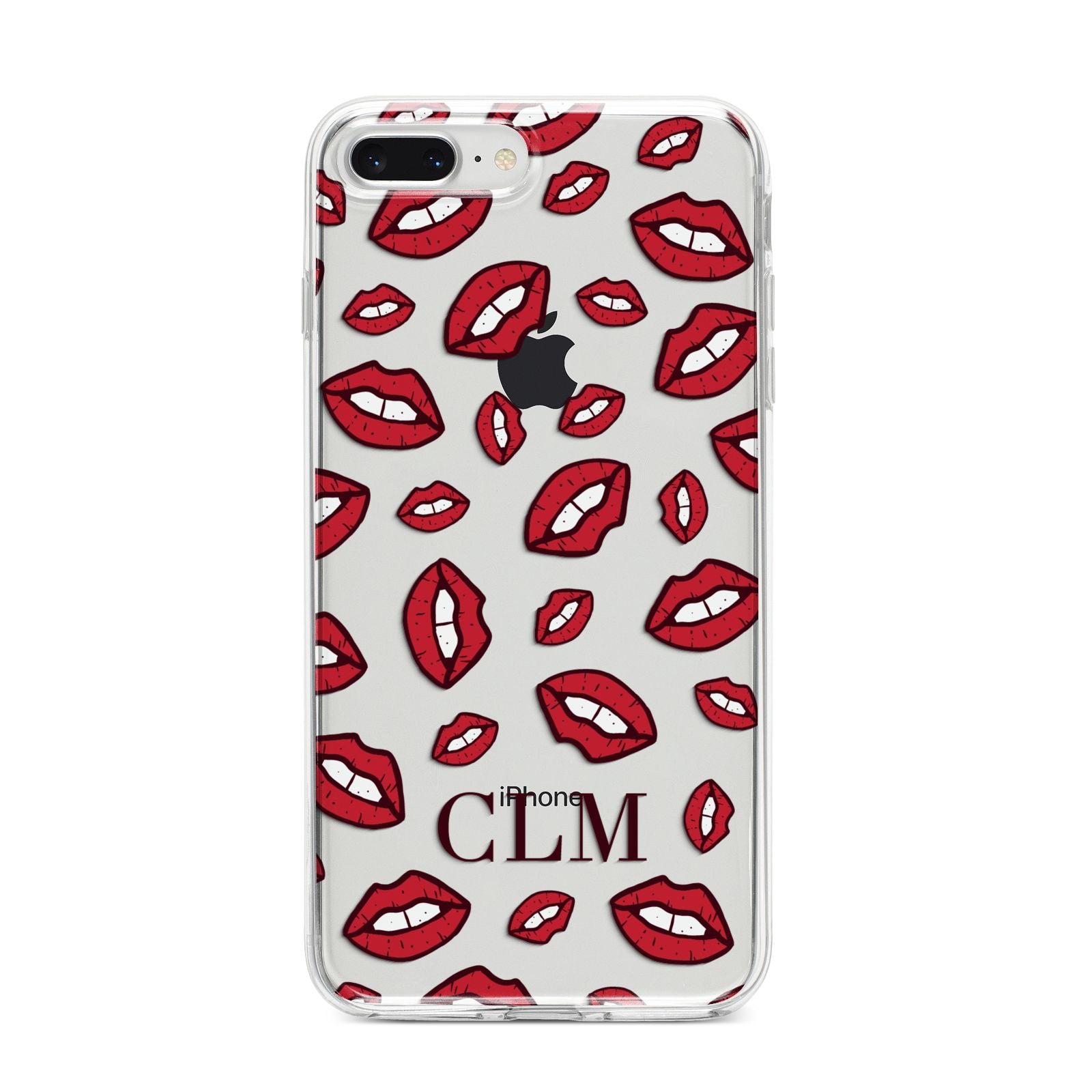 Personalised Lips Initials iPhone 8 Plus Bumper Case on Silver iPhone