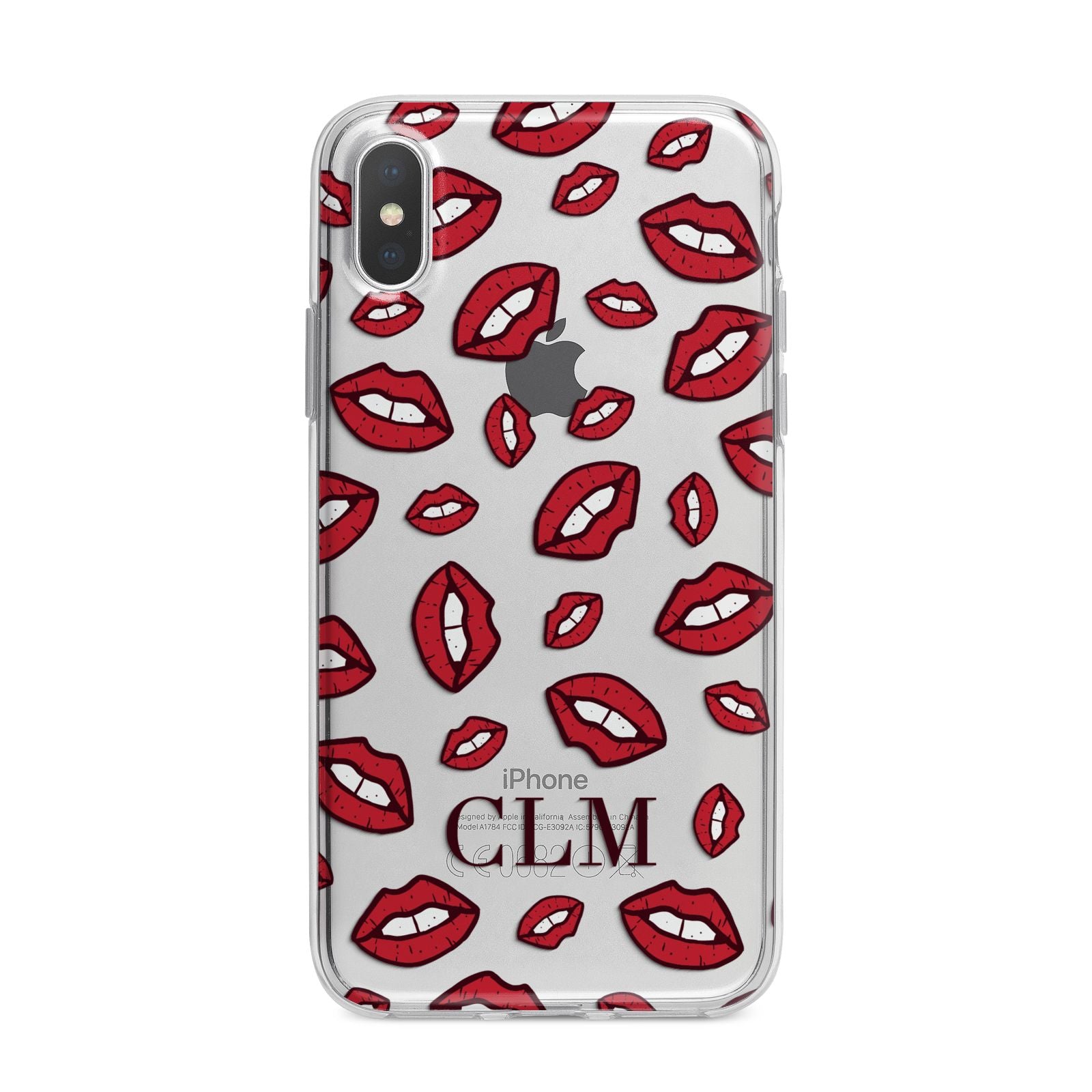 Personalised Lips Initials iPhone X Bumper Case on Silver iPhone Alternative Image 1