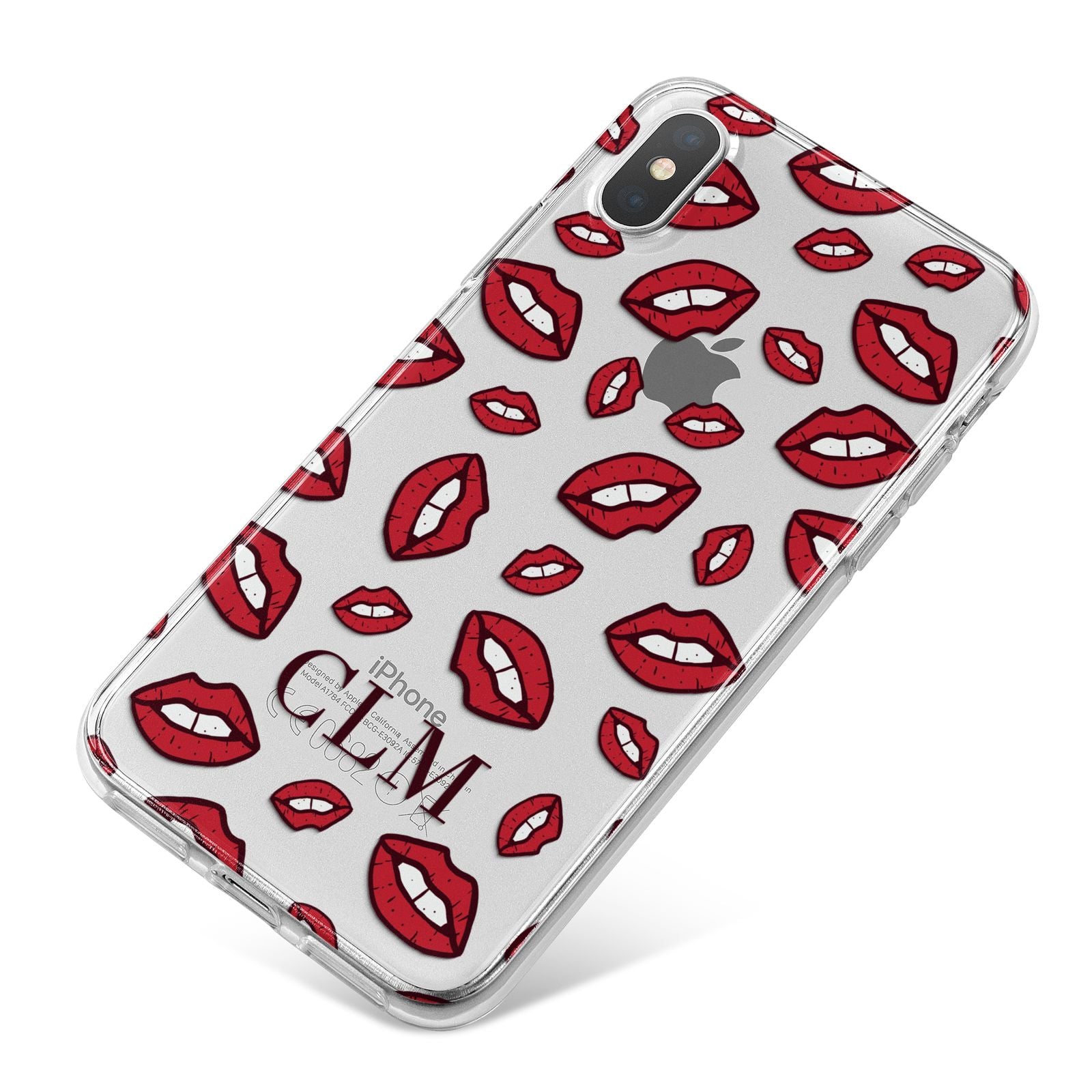 Personalised Lips Initials iPhone X Bumper Case on Silver iPhone