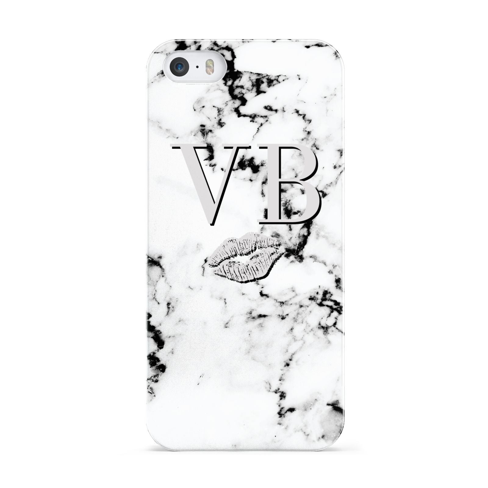 Personalised Lips Kiss Marble Initialed Apple iPhone 5 Case