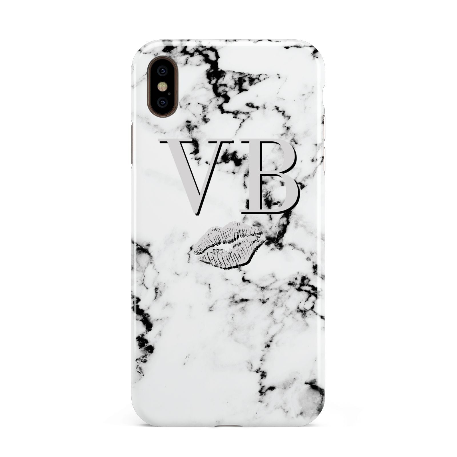 Personalised Lips Kiss Marble Initialed Apple iPhone Xs Max 3D Tough Case
