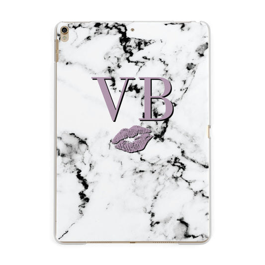 Personalised Lipstick Kiss Initials Marble Apple iPad Gold Case