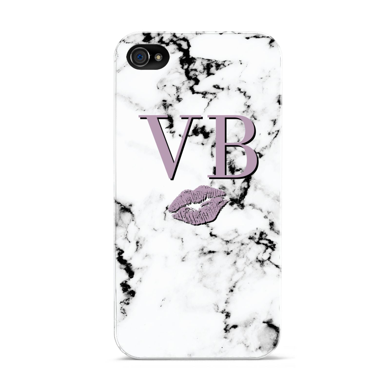 Personalised Lipstick Kiss Initials Marble Apple iPhone 4s Case