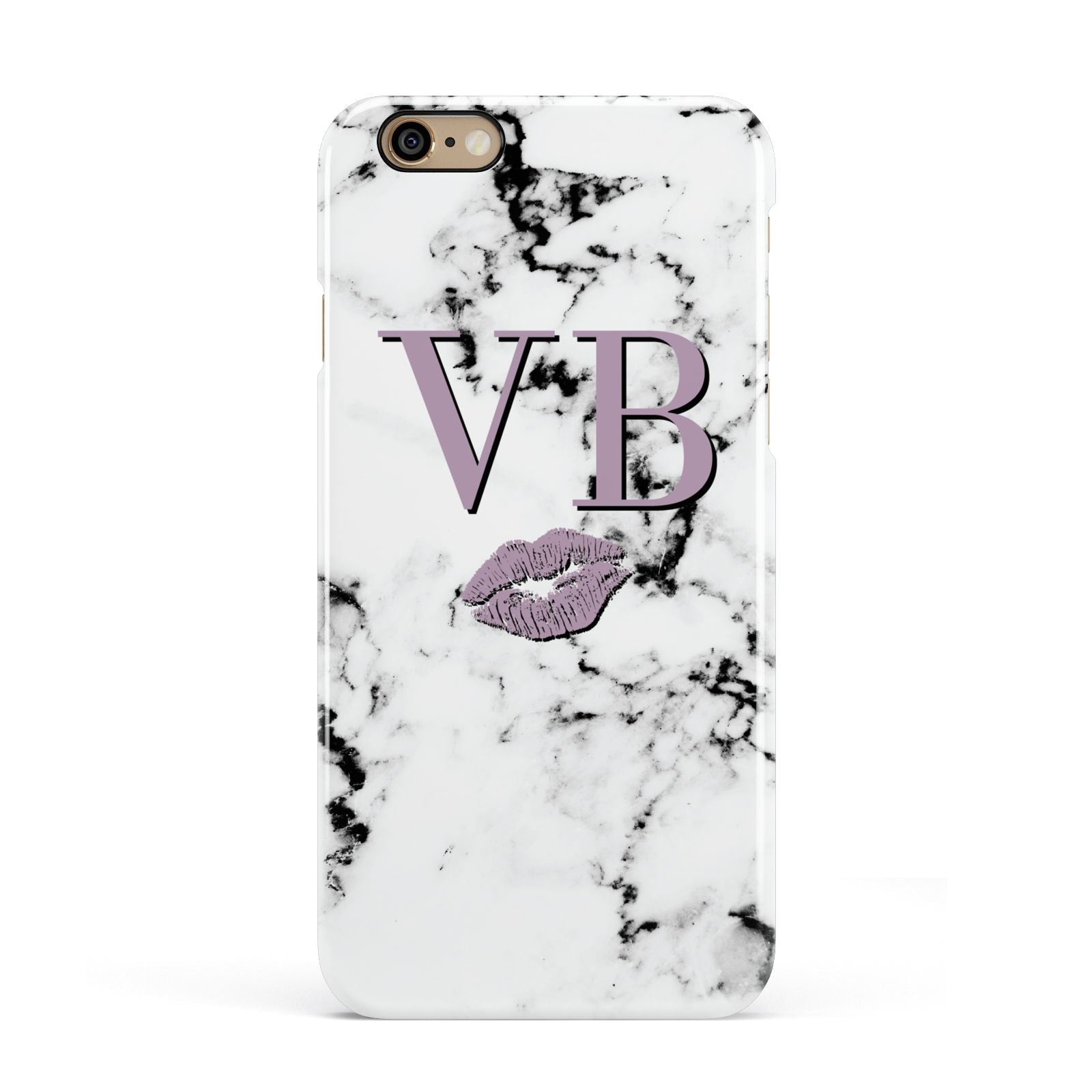 Personalised Lipstick Kiss Initials Marble Apple iPhone 6 3D Snap Case
