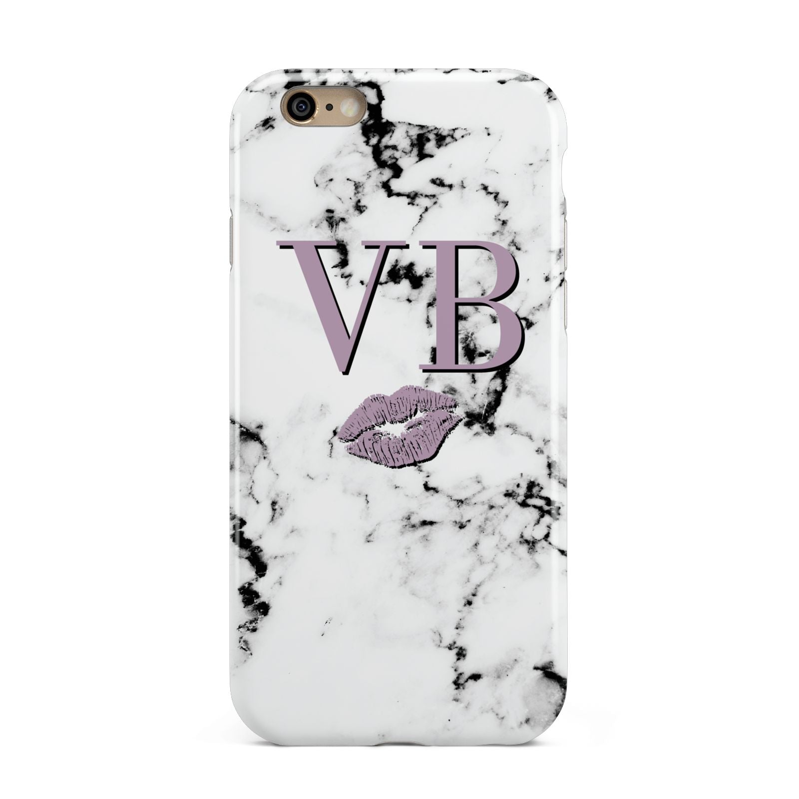 Personalised Lipstick Kiss Initials Marble Apple iPhone 6 3D Tough Case