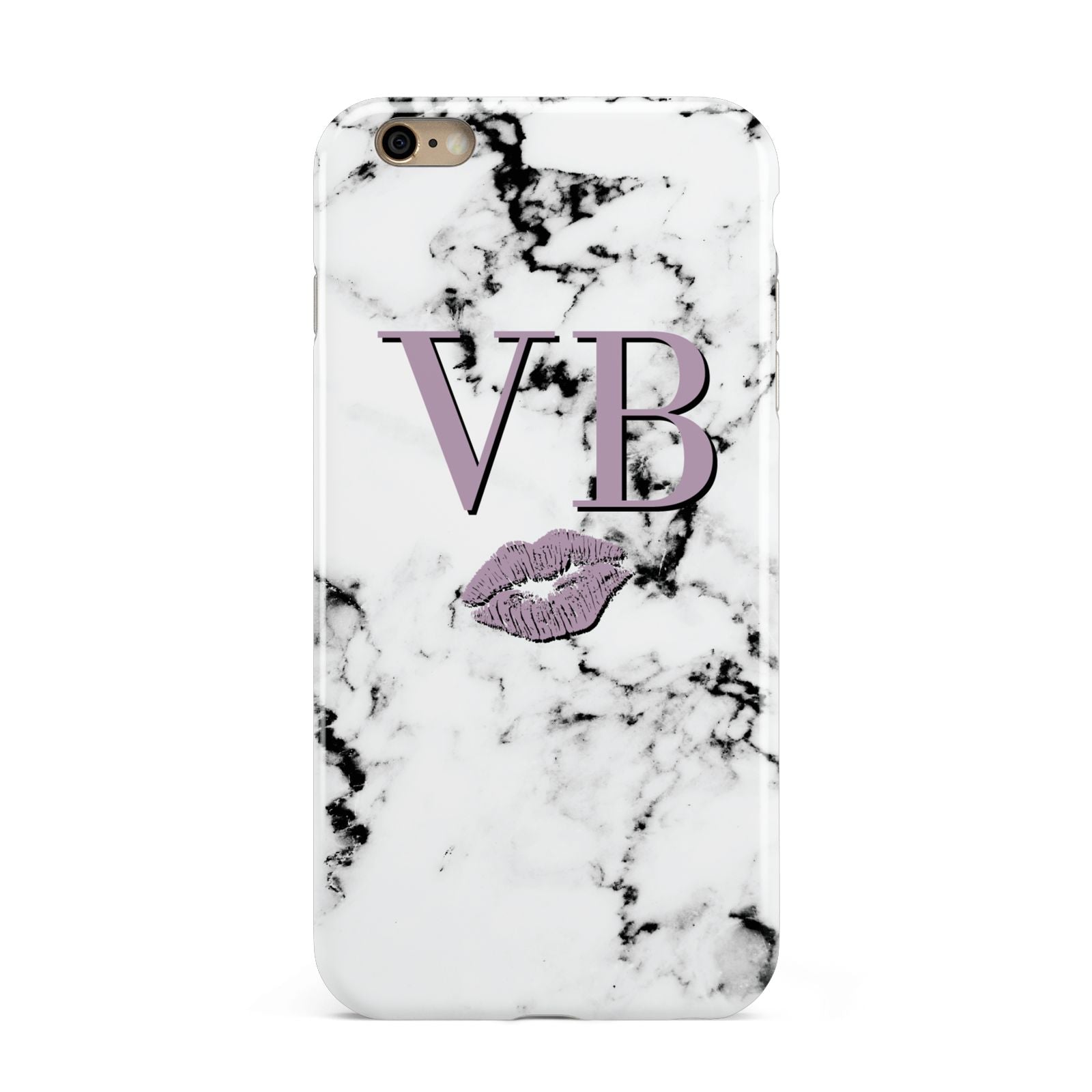 Personalised Lipstick Kiss Initials Marble Apple iPhone 6 Plus 3D Tough Case