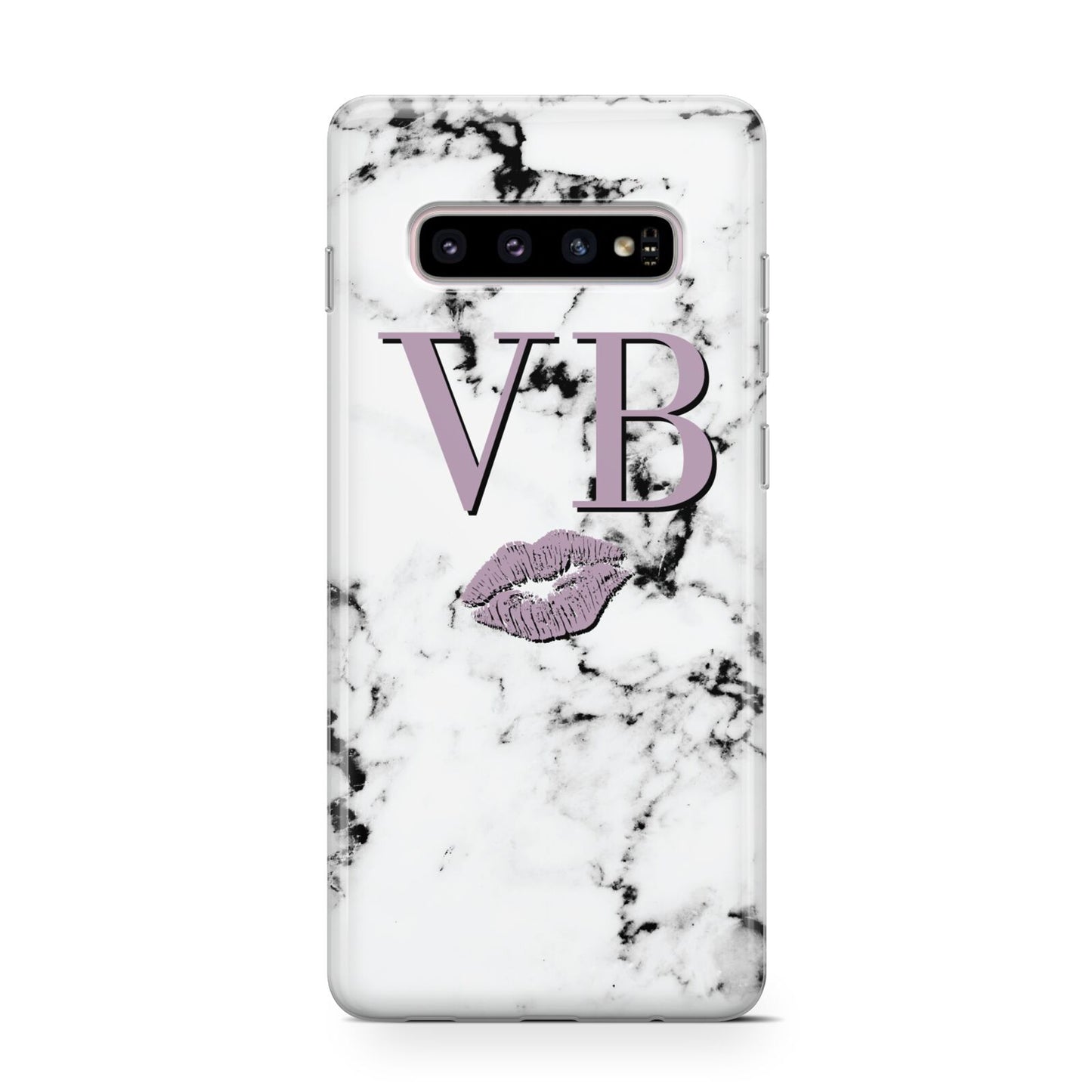 Personalised Lipstick Kiss Initials Marble Protective Samsung Galaxy Case