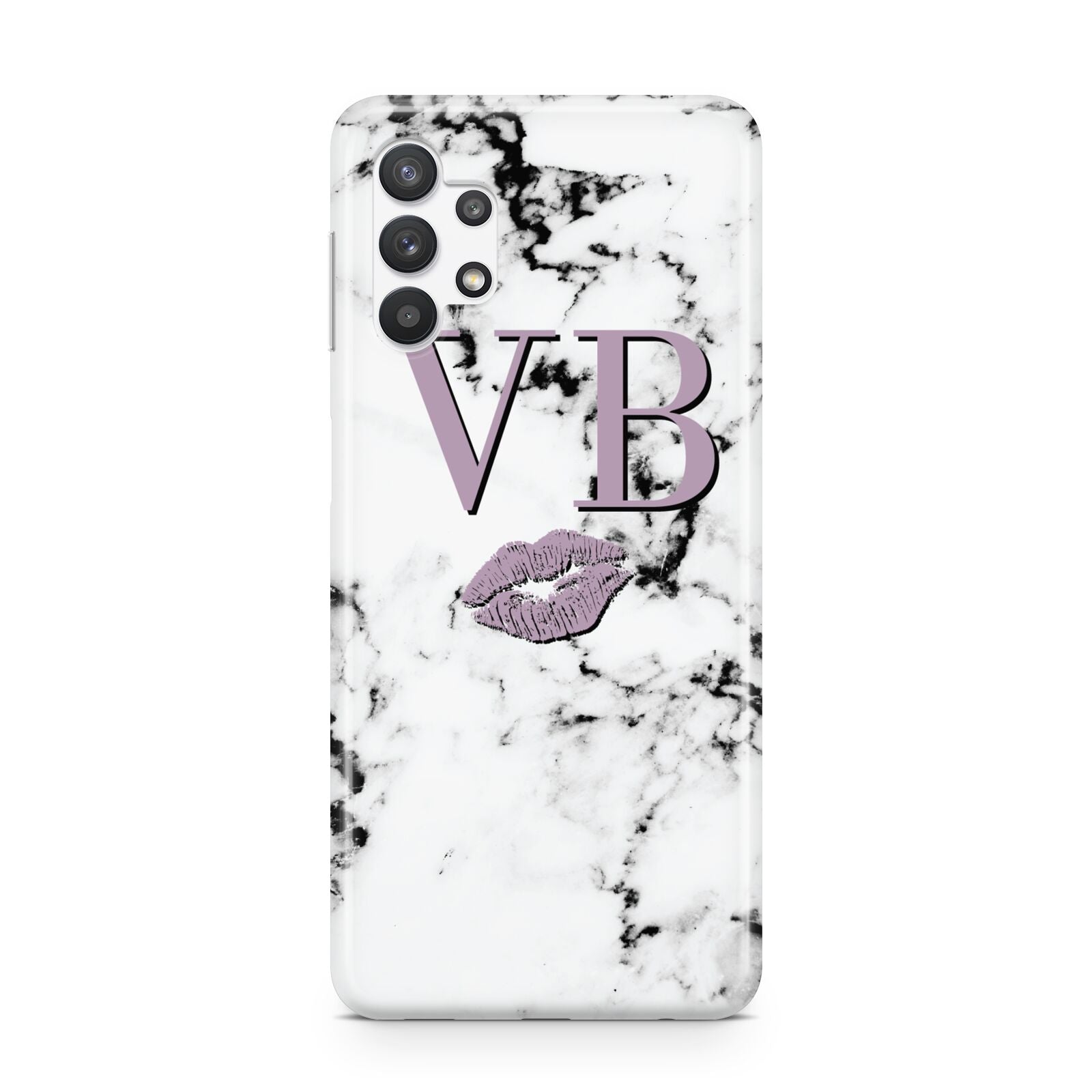 Personalised Lipstick Kiss Initials Marble Samsung A32 5G Case