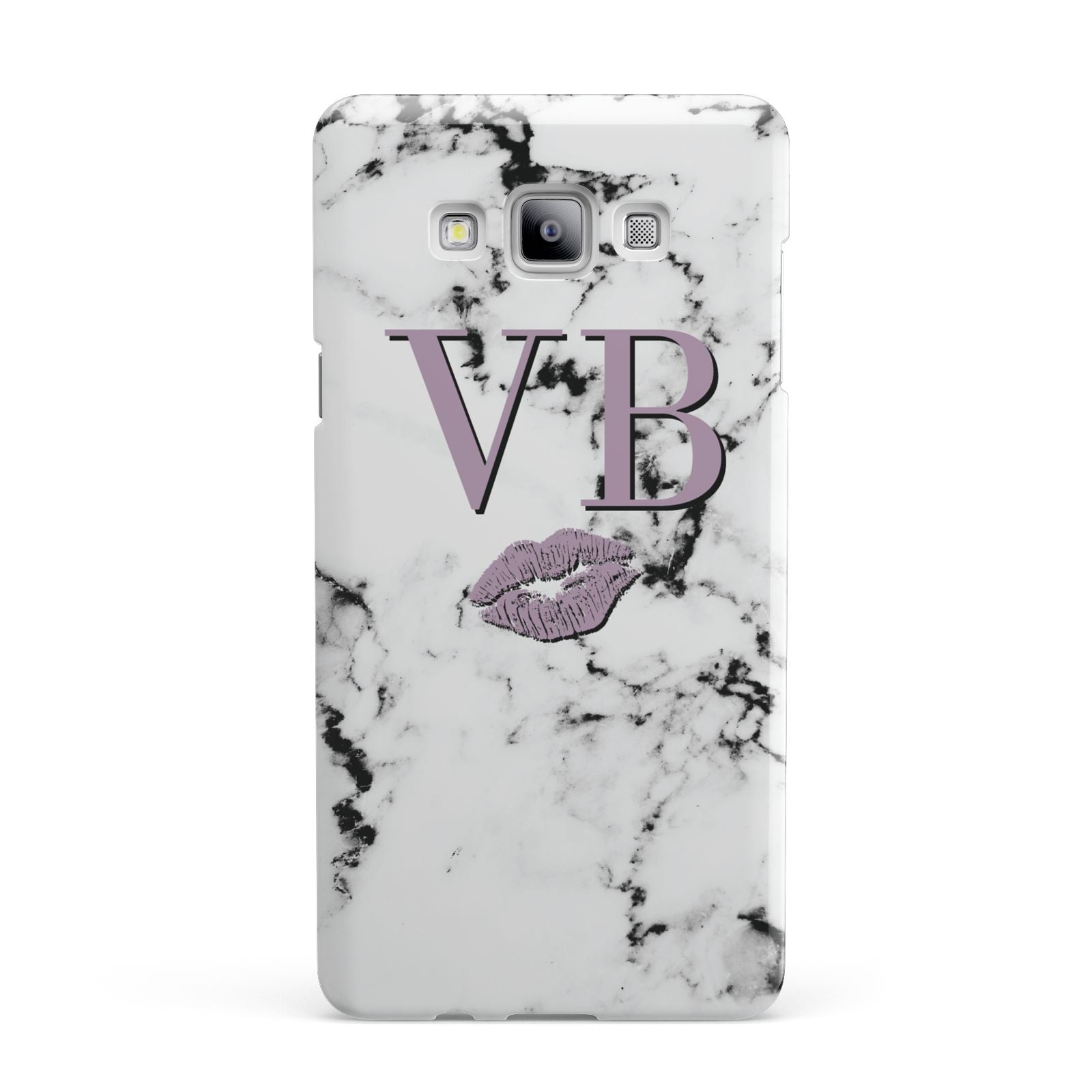 Personalised Lipstick Kiss Initials Marble Samsung Galaxy A7 2015 Case