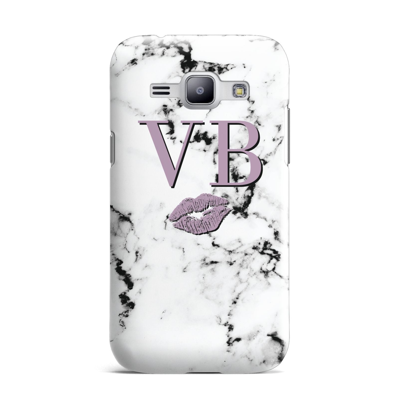 Personalised Lipstick Kiss Initials Marble Samsung Galaxy J1 2015 Case