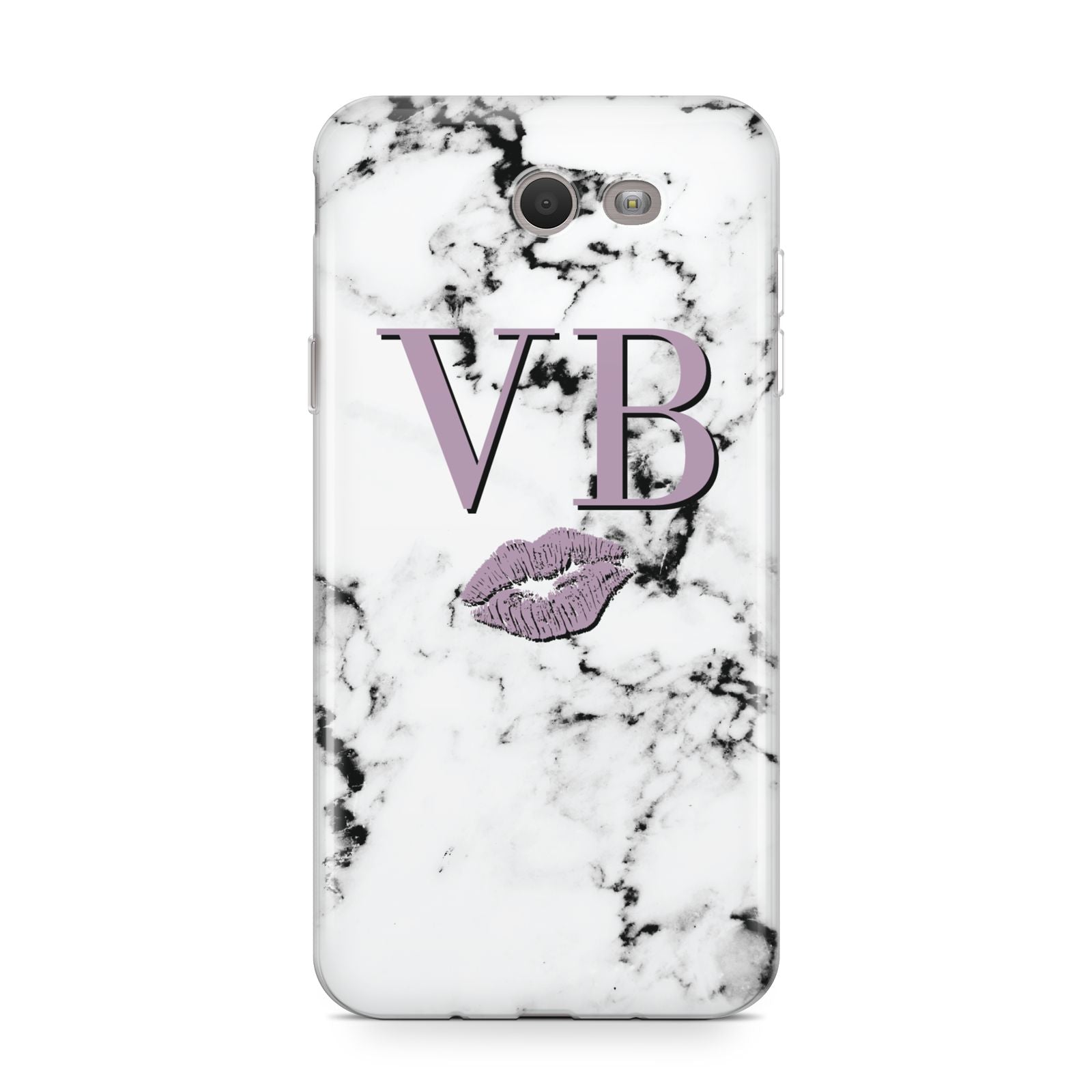 Personalised Lipstick Kiss Initials Marble Samsung Galaxy J7 2017 Case