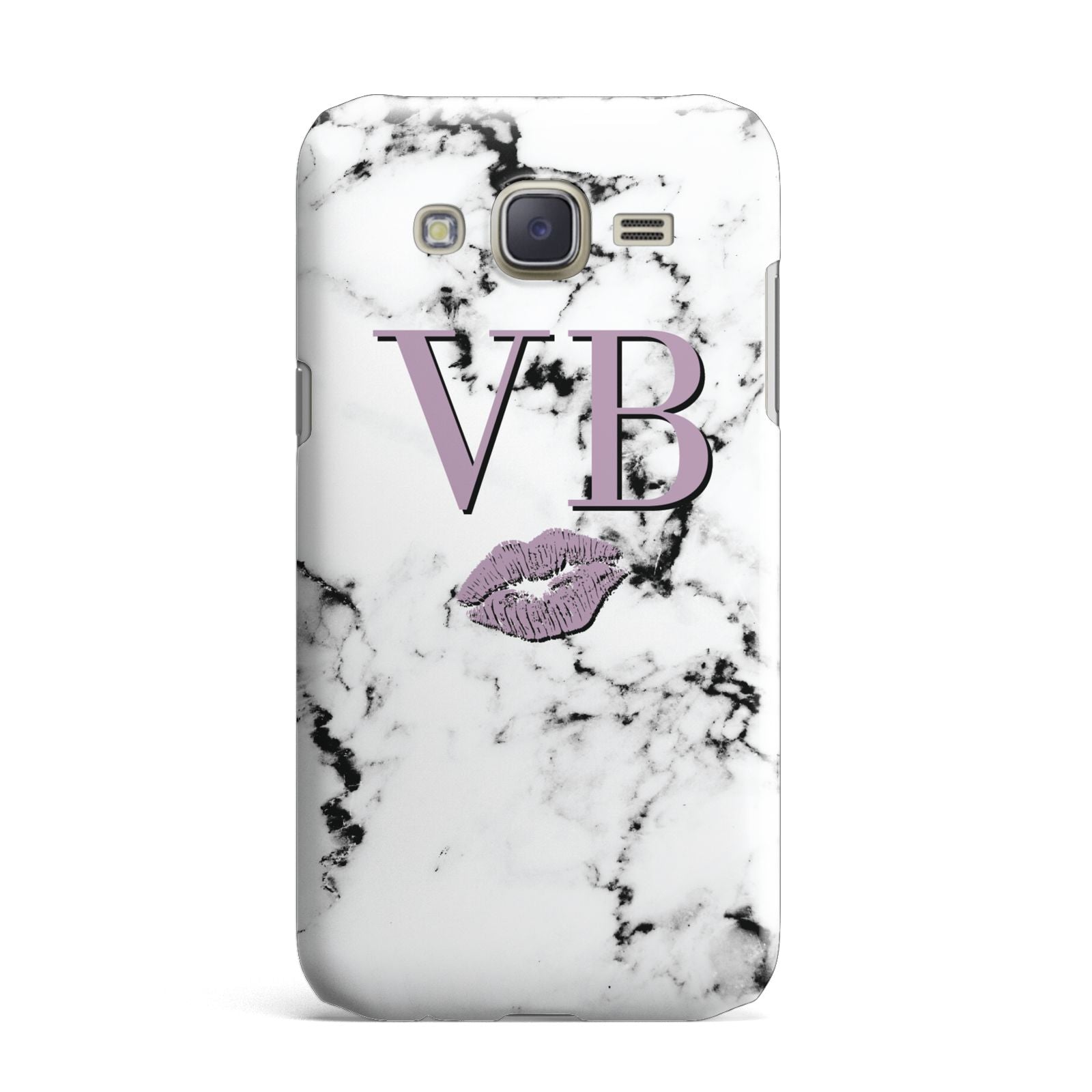 Personalised Lipstick Kiss Initials Marble Samsung Galaxy J7 Case