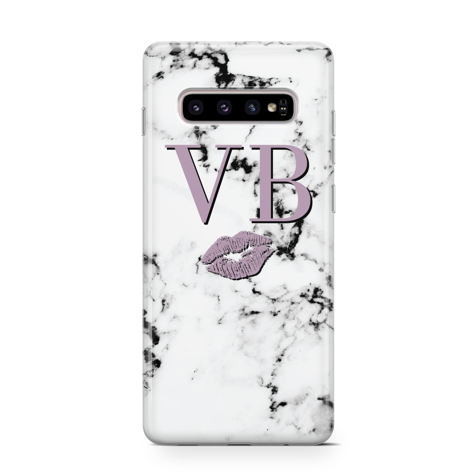 Personalised Lipstick Kiss Initials Marble Samsung Galaxy S10 Case