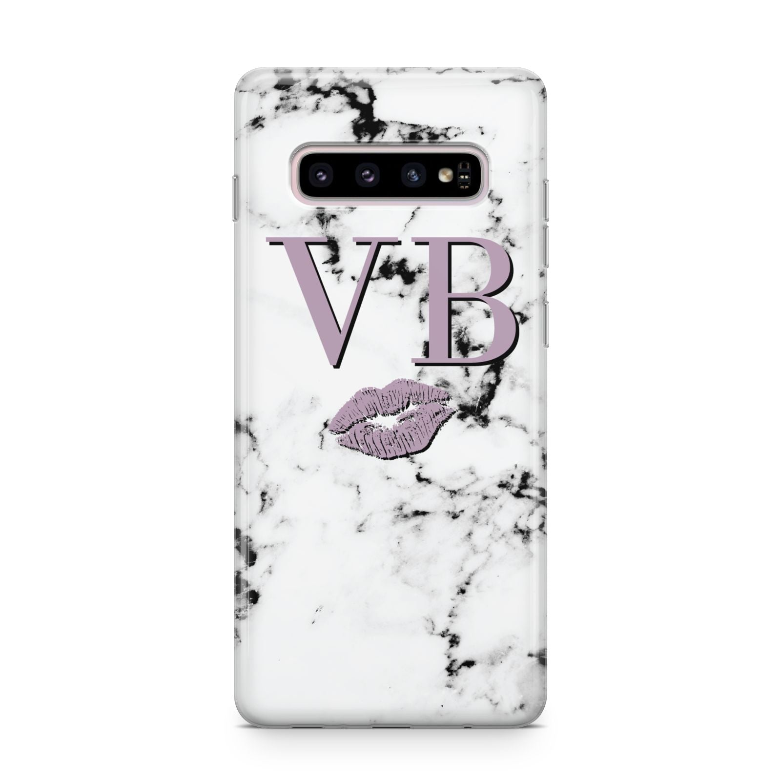 Personalised Lipstick Kiss Initials Marble Samsung Galaxy S10 Plus Case