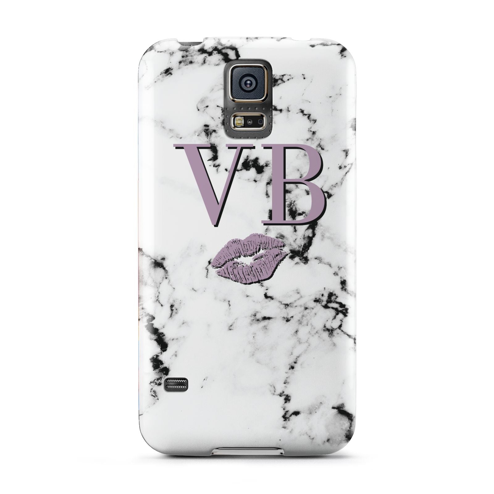 Personalised Lipstick Kiss Initials Marble Samsung Galaxy S5 Case
