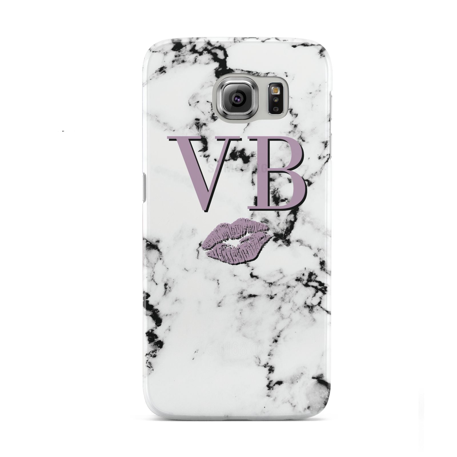 Personalised Lipstick Kiss Initials Marble Samsung Galaxy S6 Case