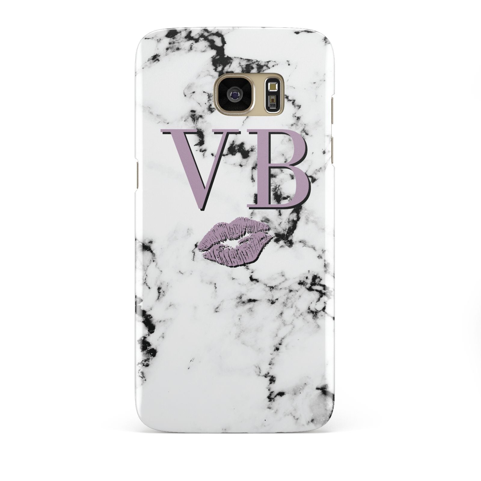 Personalised Lipstick Kiss Initials Marble Samsung Galaxy S7 Edge Case