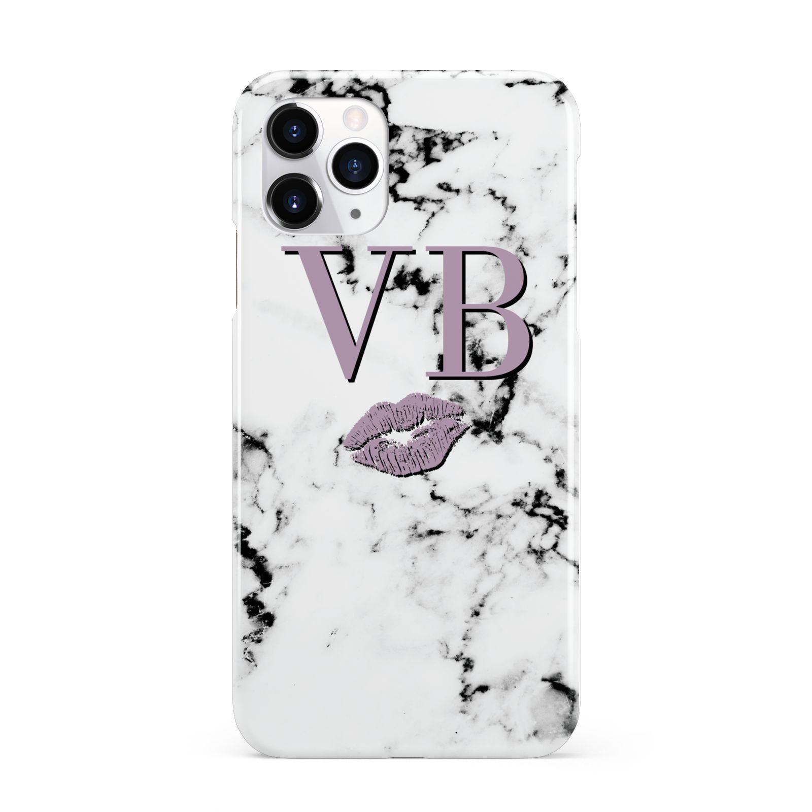 Personalised Lipstick Kiss Initials Marble iPhone 11 Pro 3D Snap Case