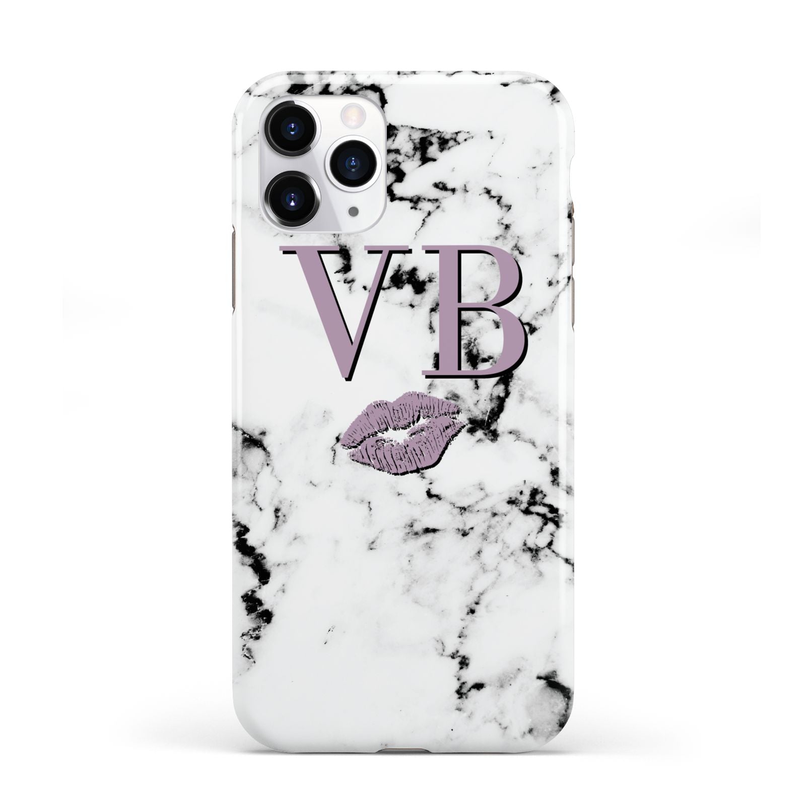 Personalised Lipstick Kiss Initials Marble iPhone 11 Pro 3D Tough Case