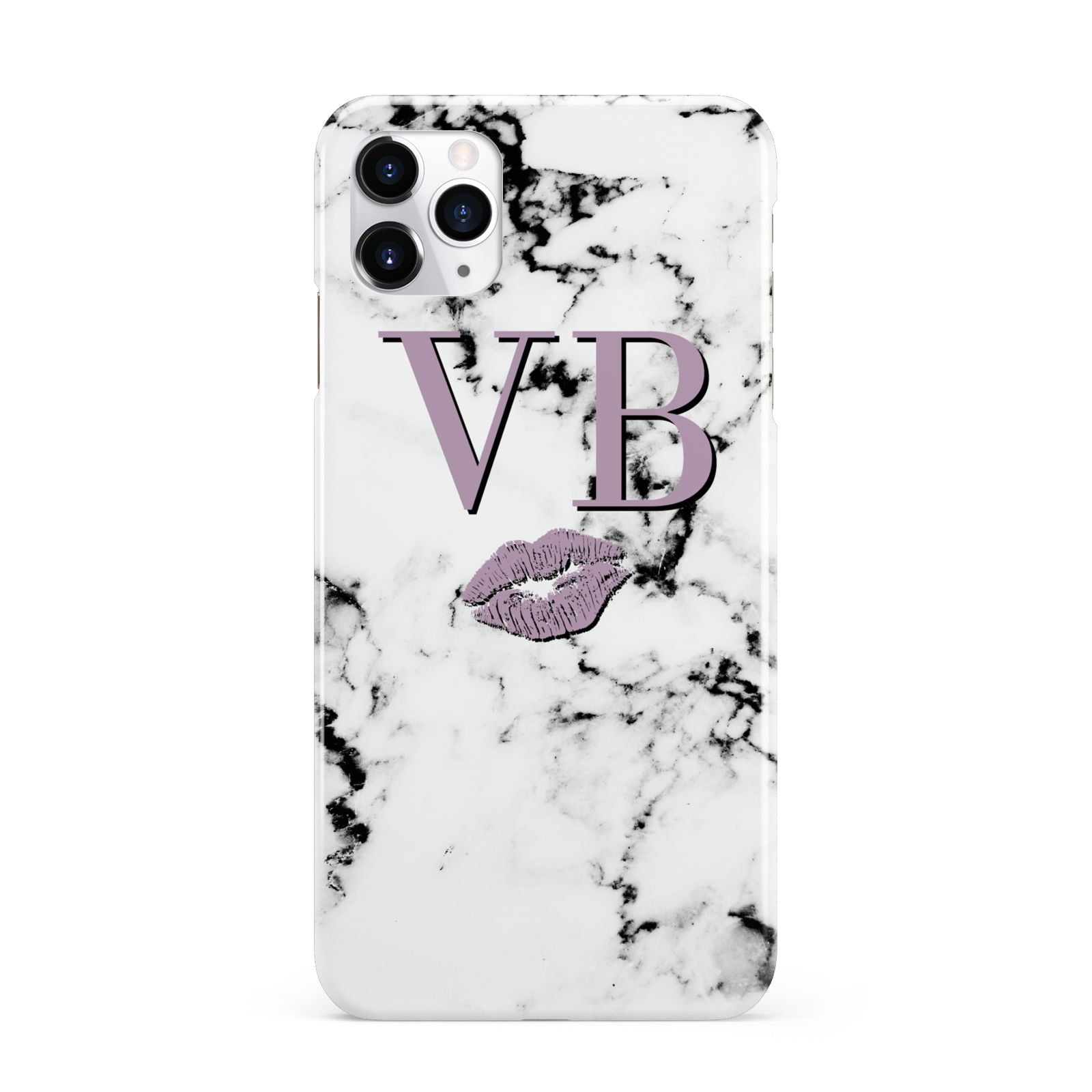 Personalised Lipstick Kiss Initials Marble iPhone 11 Pro Max 3D Snap Case