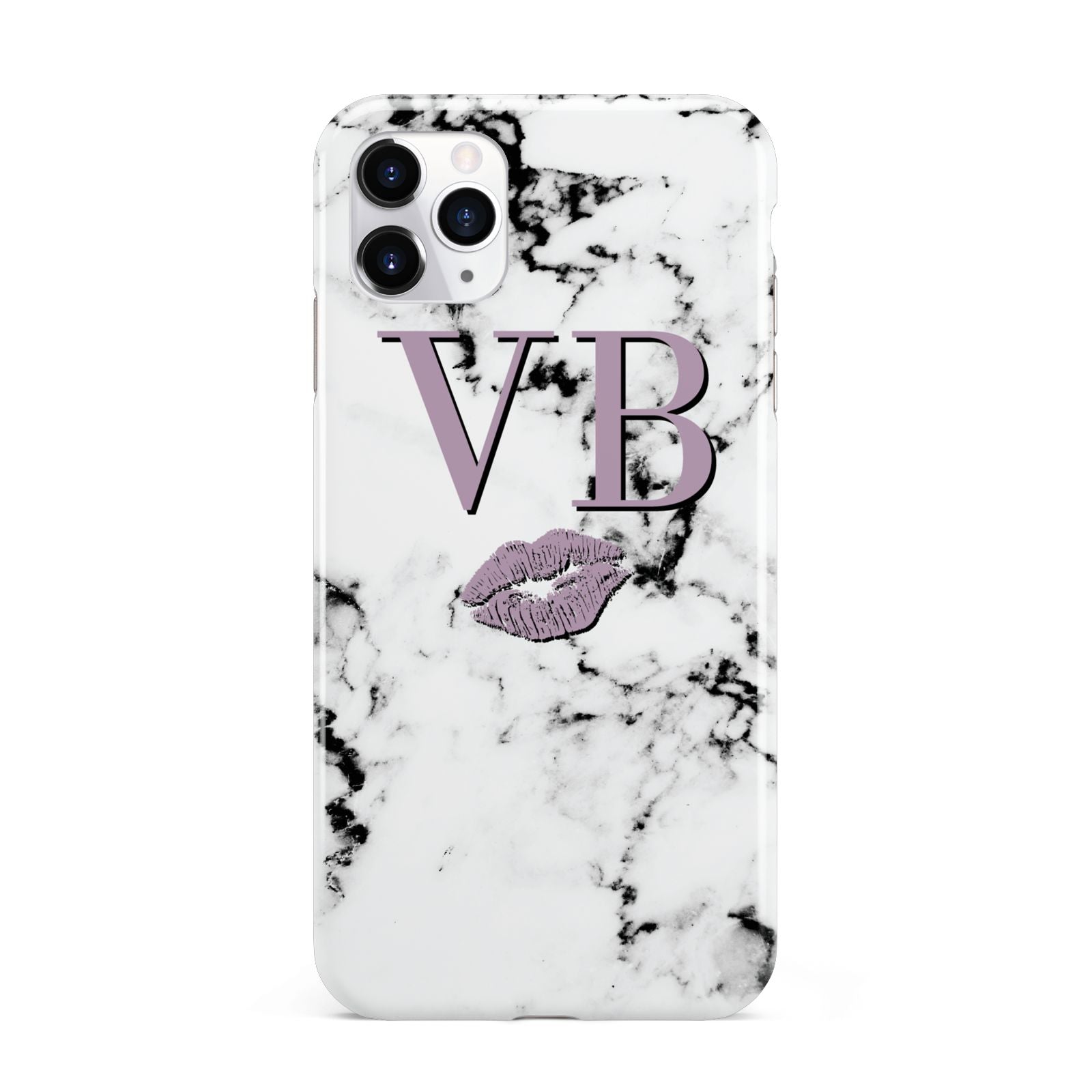 Personalised Lipstick Kiss Initials Marble iPhone 11 Pro Max 3D Tough Case