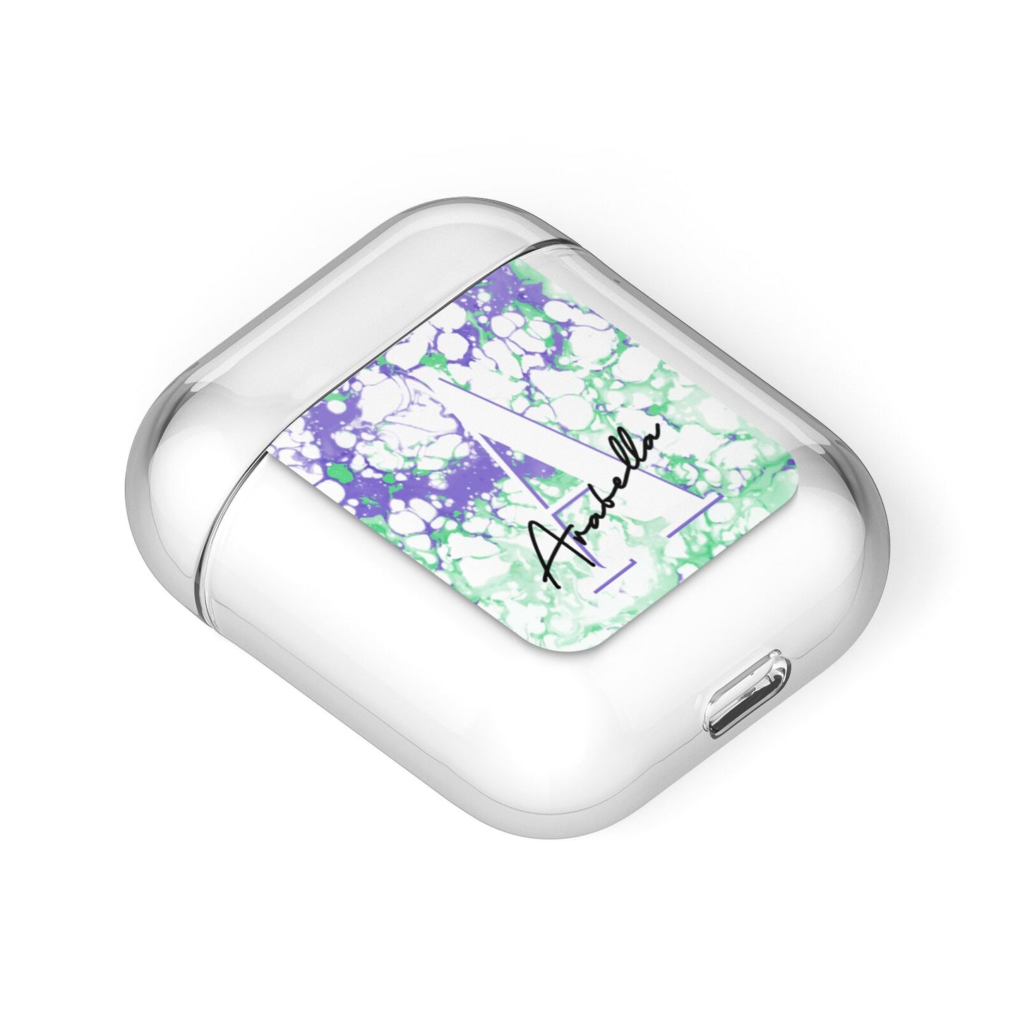 Personalised Liquid Marble AirPods Case Laid Flat