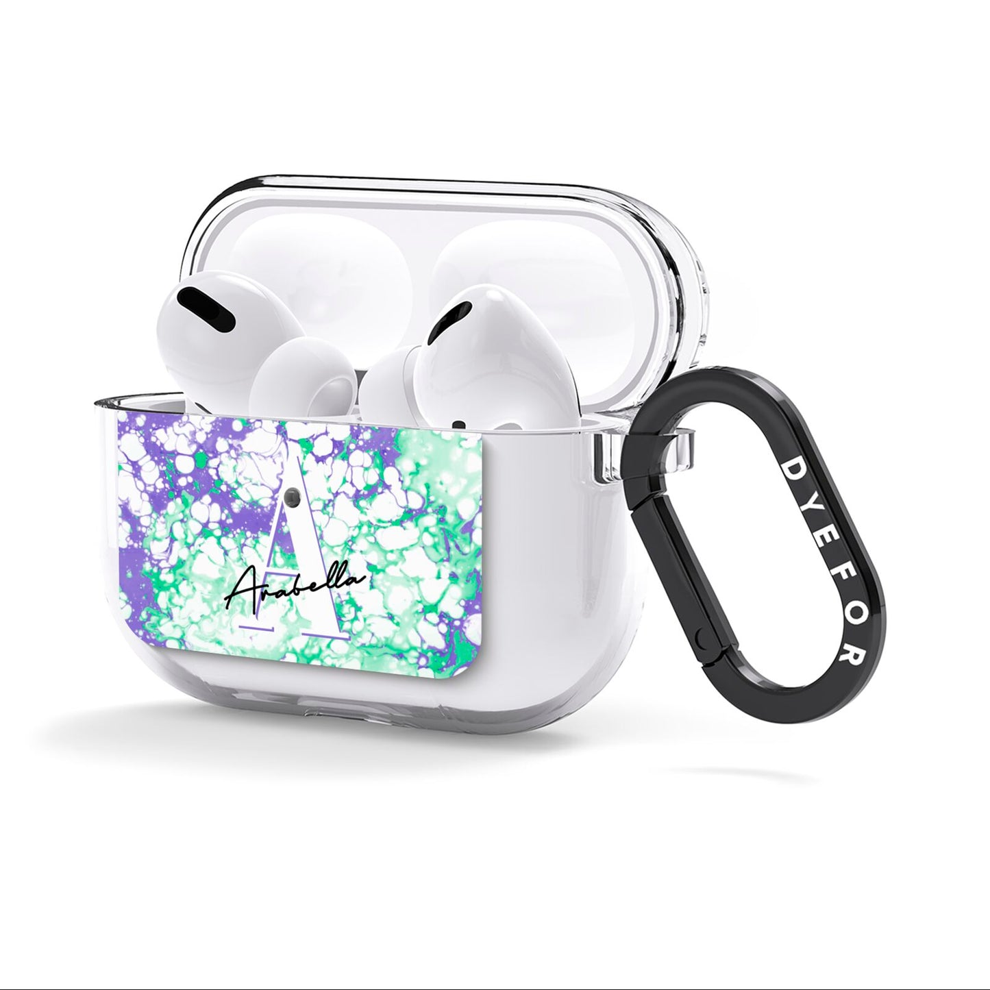 Personalised Liquid Marble AirPods Clear Case 3rd Gen Side Image