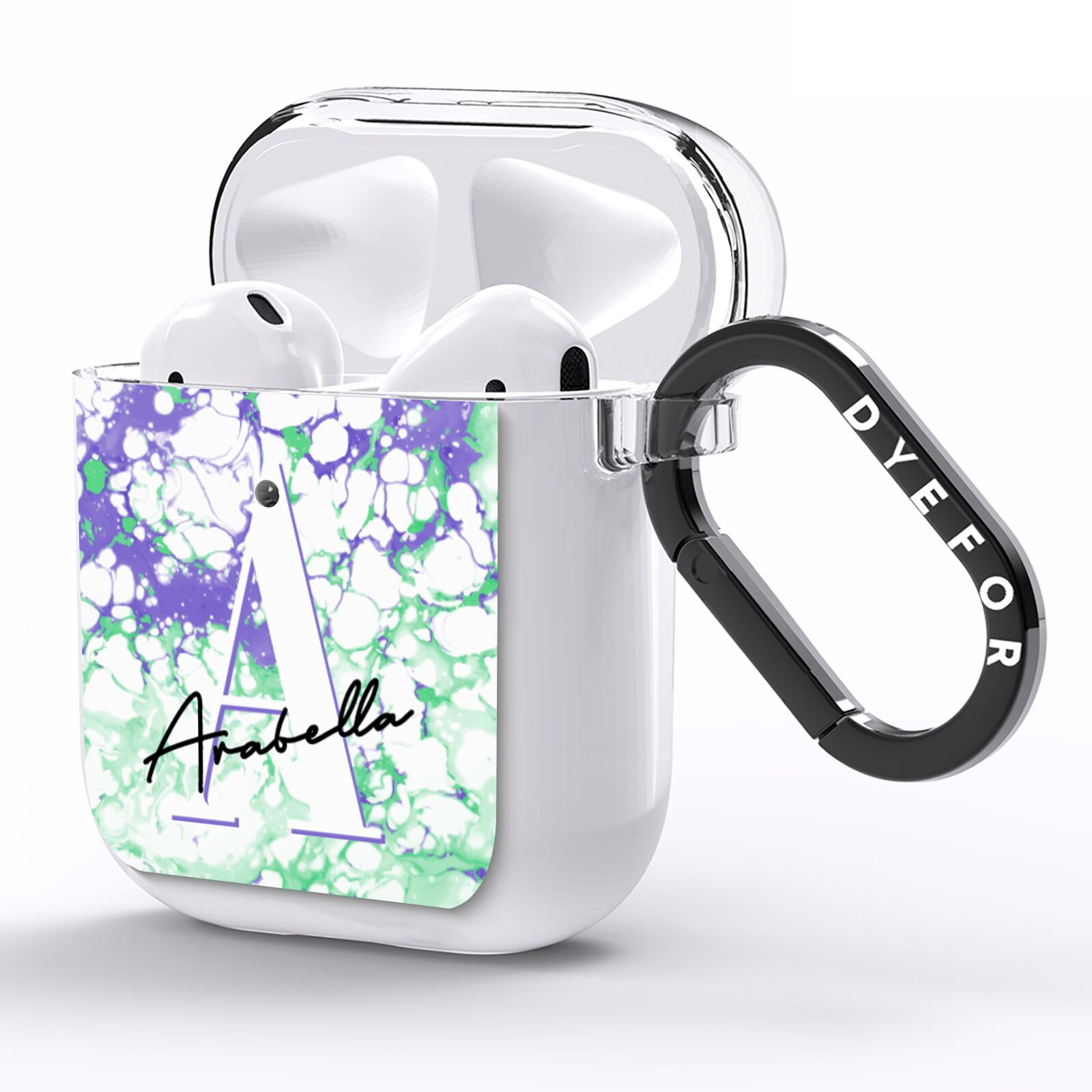 Personalised Liquid Marble AirPods Clear Case Side Image