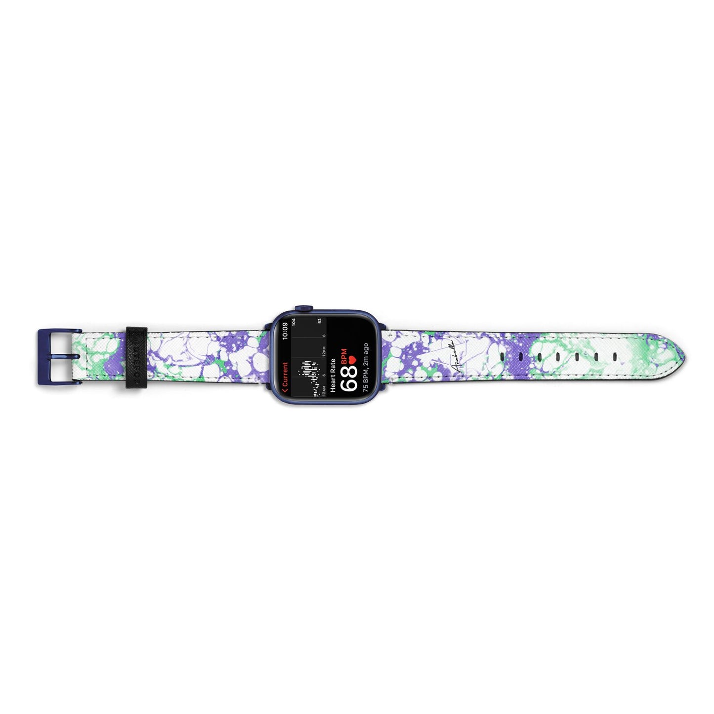 Personalised Liquid Marble Apple Watch Strap Size 38mm Landscape Image Blue Hardware