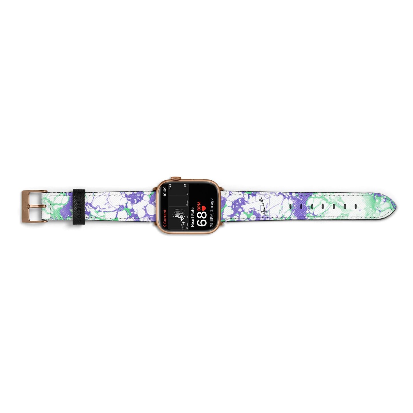 Personalised Liquid Marble Apple Watch Strap Size 38mm Landscape Image Gold Hardware