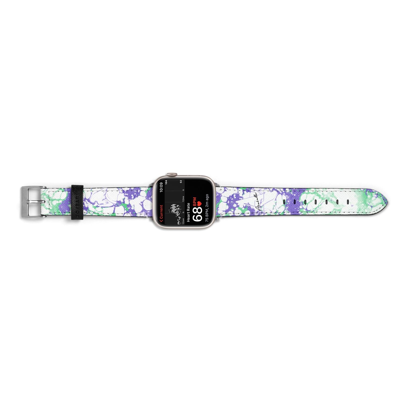Personalised Liquid Marble Apple Watch Strap Size 38mm Landscape Image Silver Hardware